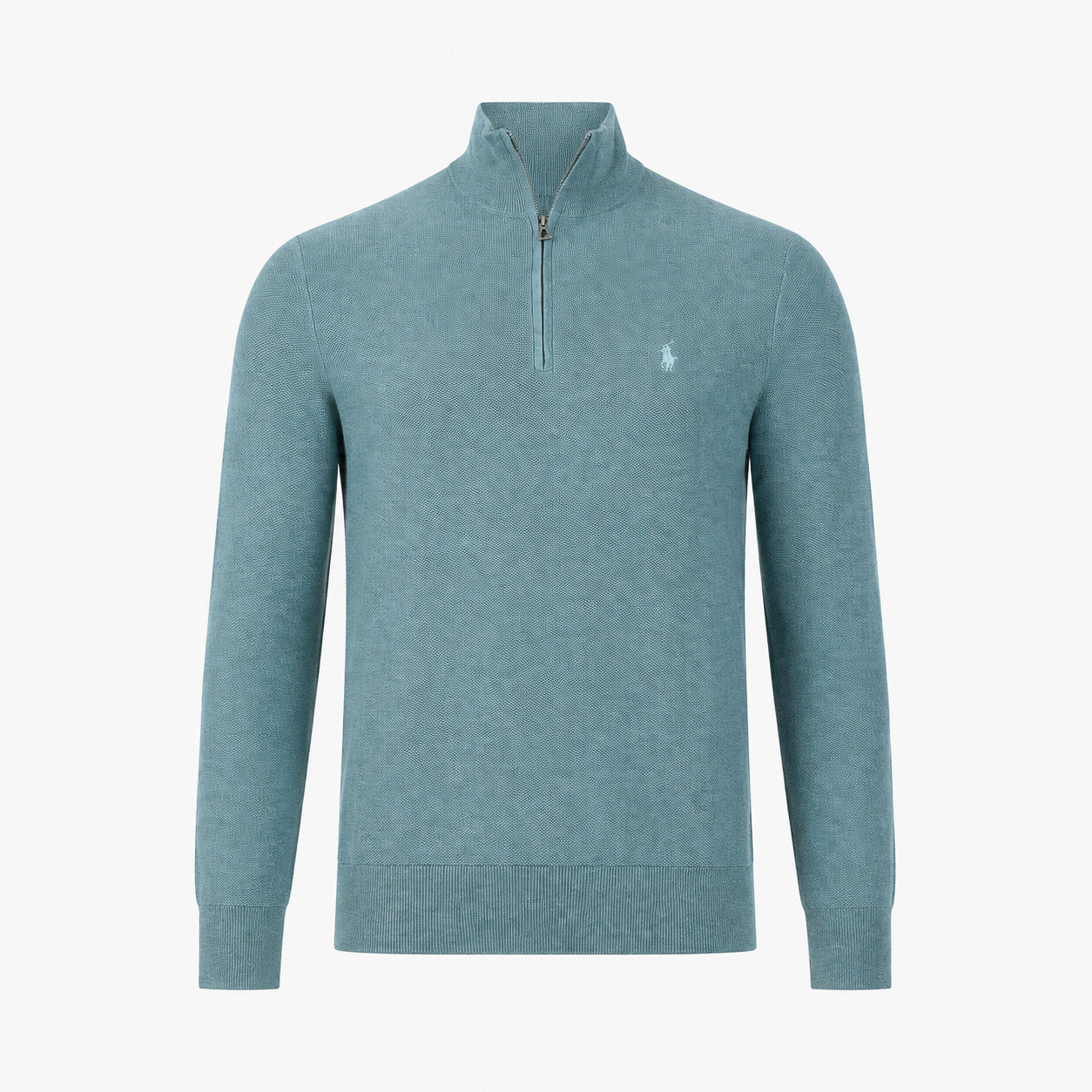 Ralph Lauren Gebreide Trui met Rits Turquoise | Mesh-Knit Cotton