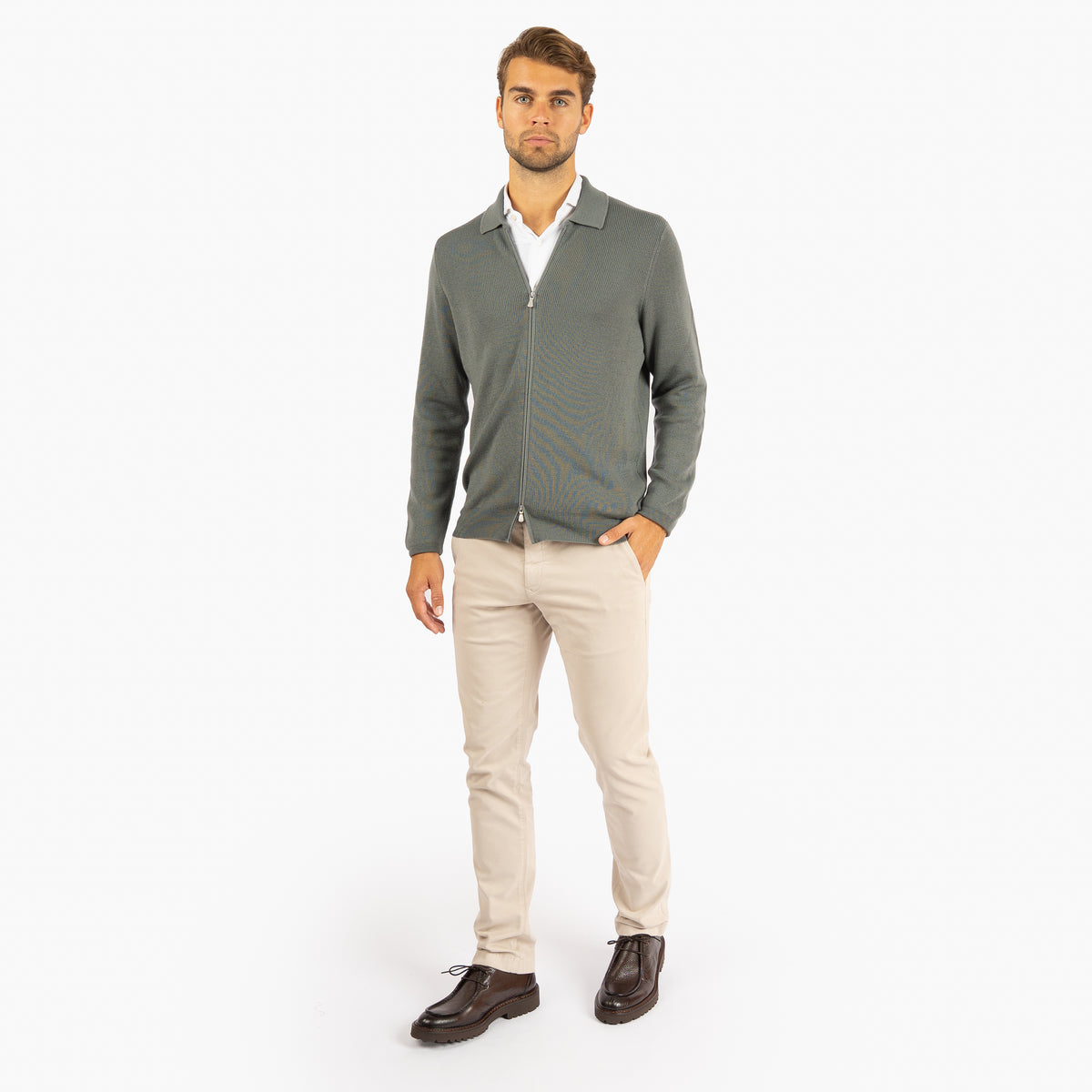 Gran Sasso Vest Zeegroen | Extrafine Merino