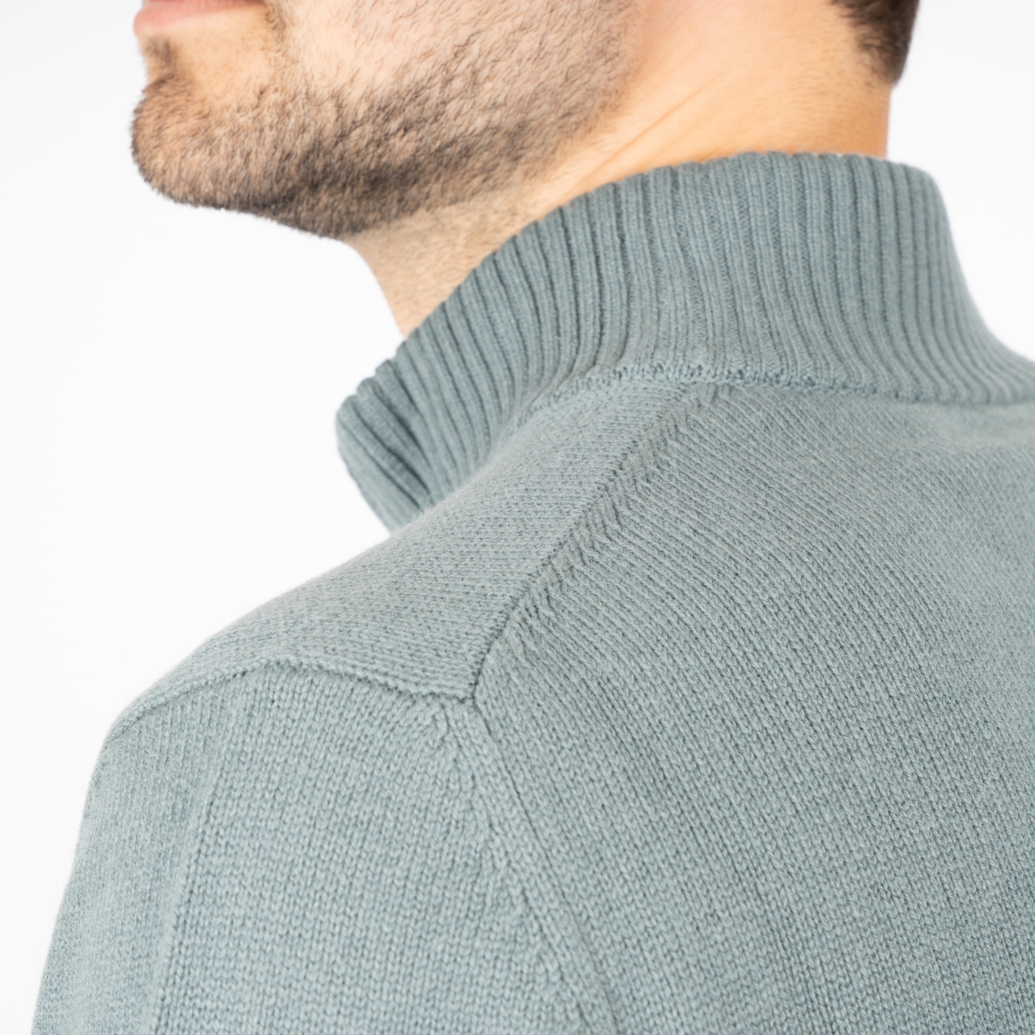 Gran Sasso Gebreide Trui met Rits Groen | Cashmere Lana