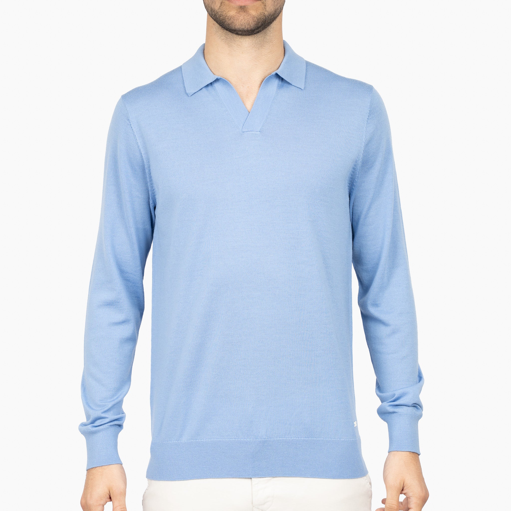 SEVEN DIALS Gebreide Buttonless Polotrui Lichtblauw | Blake