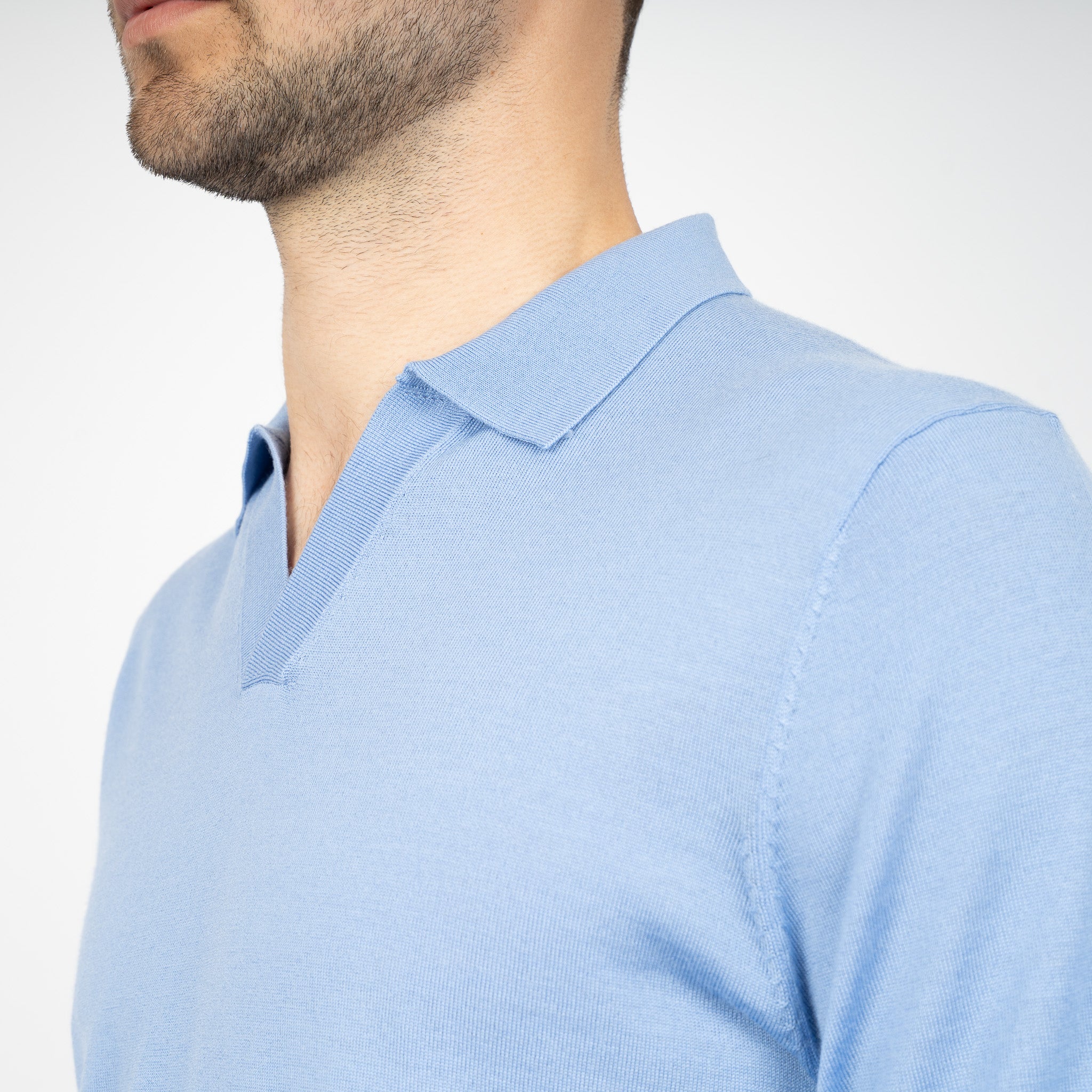 SEVEN DIALS Gebreide Buttonless Polotrui Lichtblauw | Blake