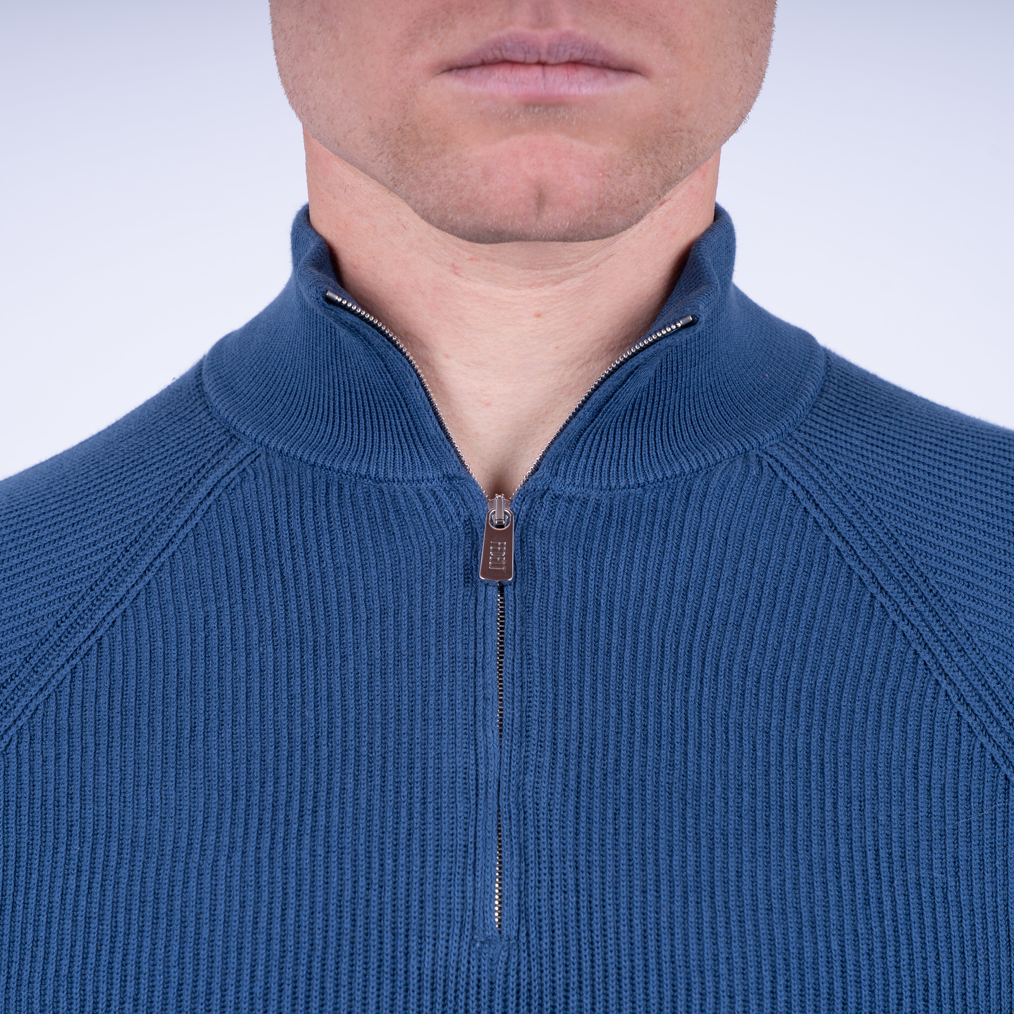 Fedeli Gebreide Trui met Rits Blauw | Paul Giza
