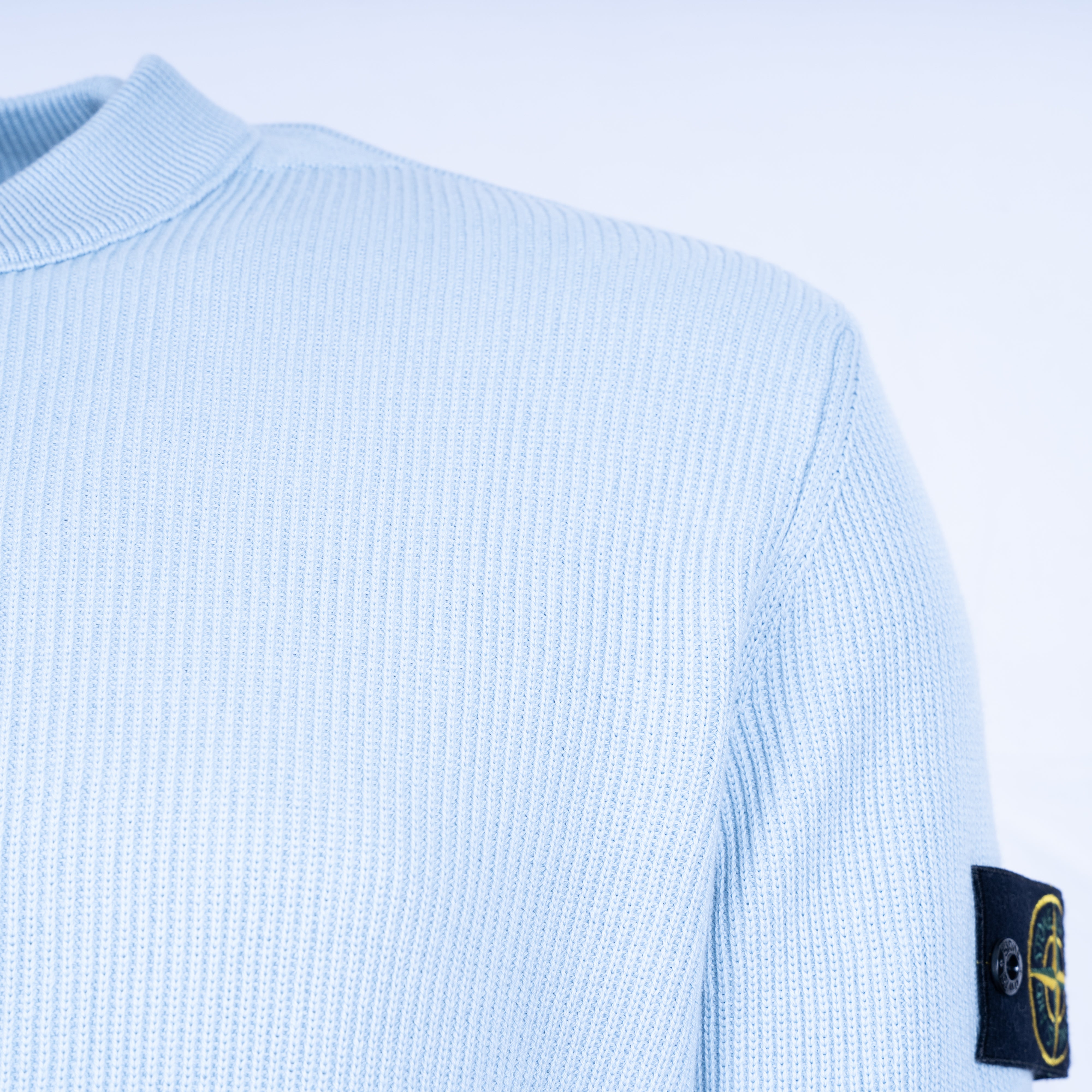 Stone Island Gebreide Trui Ronde Hals Lichtblauw | Soft Organic Cotton