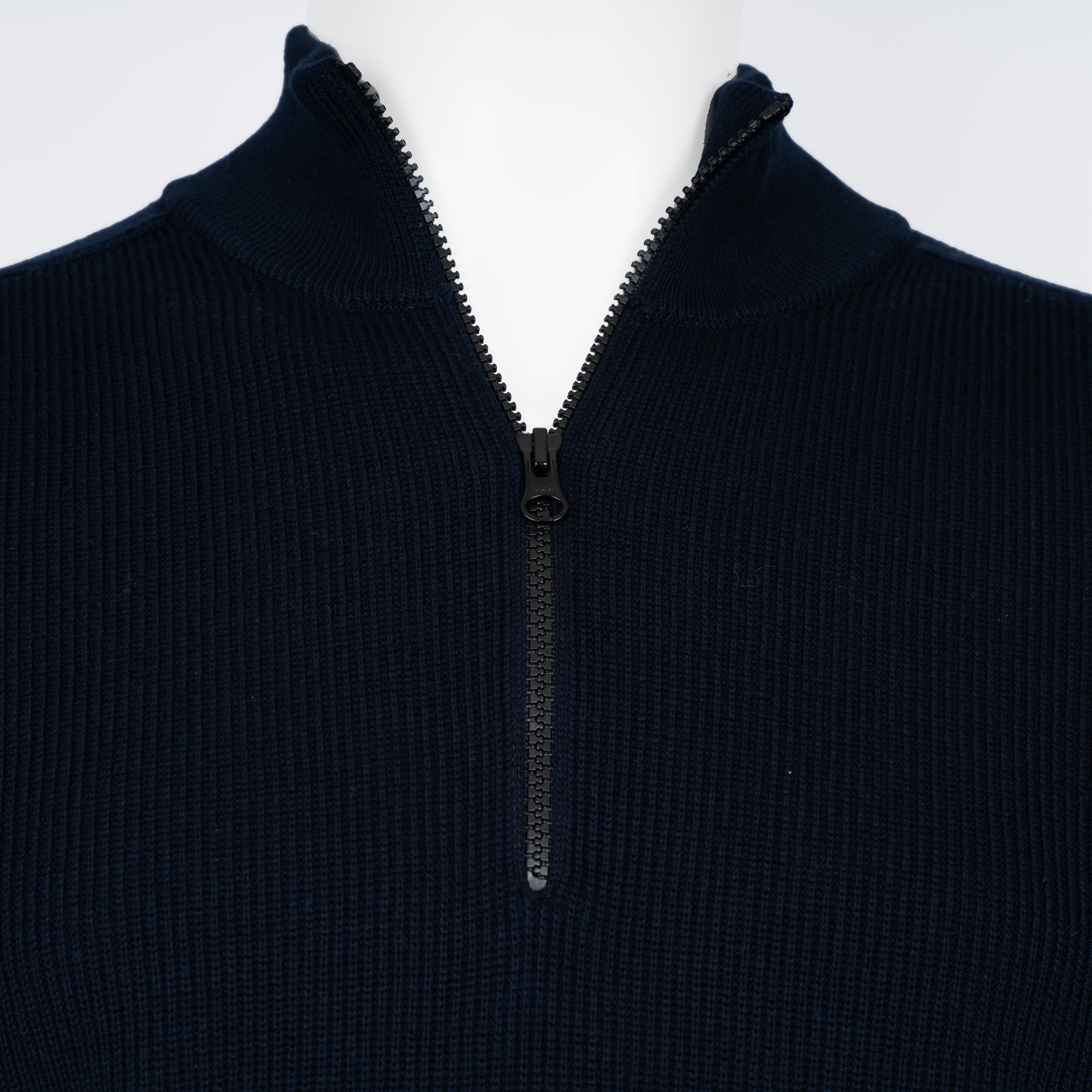 Stone Island Gebreide Trui met Rits Donkerblauw | Soft Organic Cotton