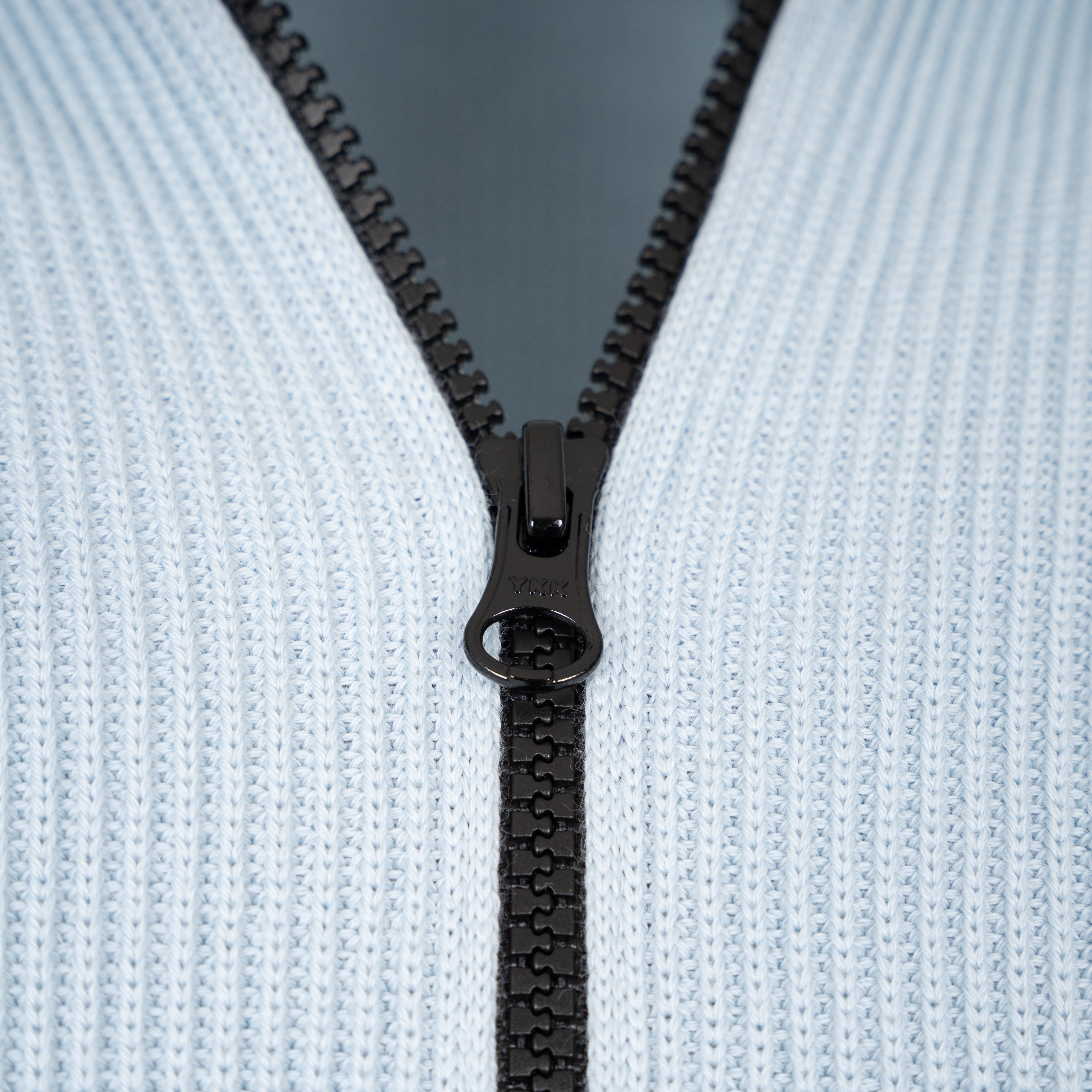 Stone Island Gebreide Trui met Rits Lichtblauw | Soft Organic Cotton