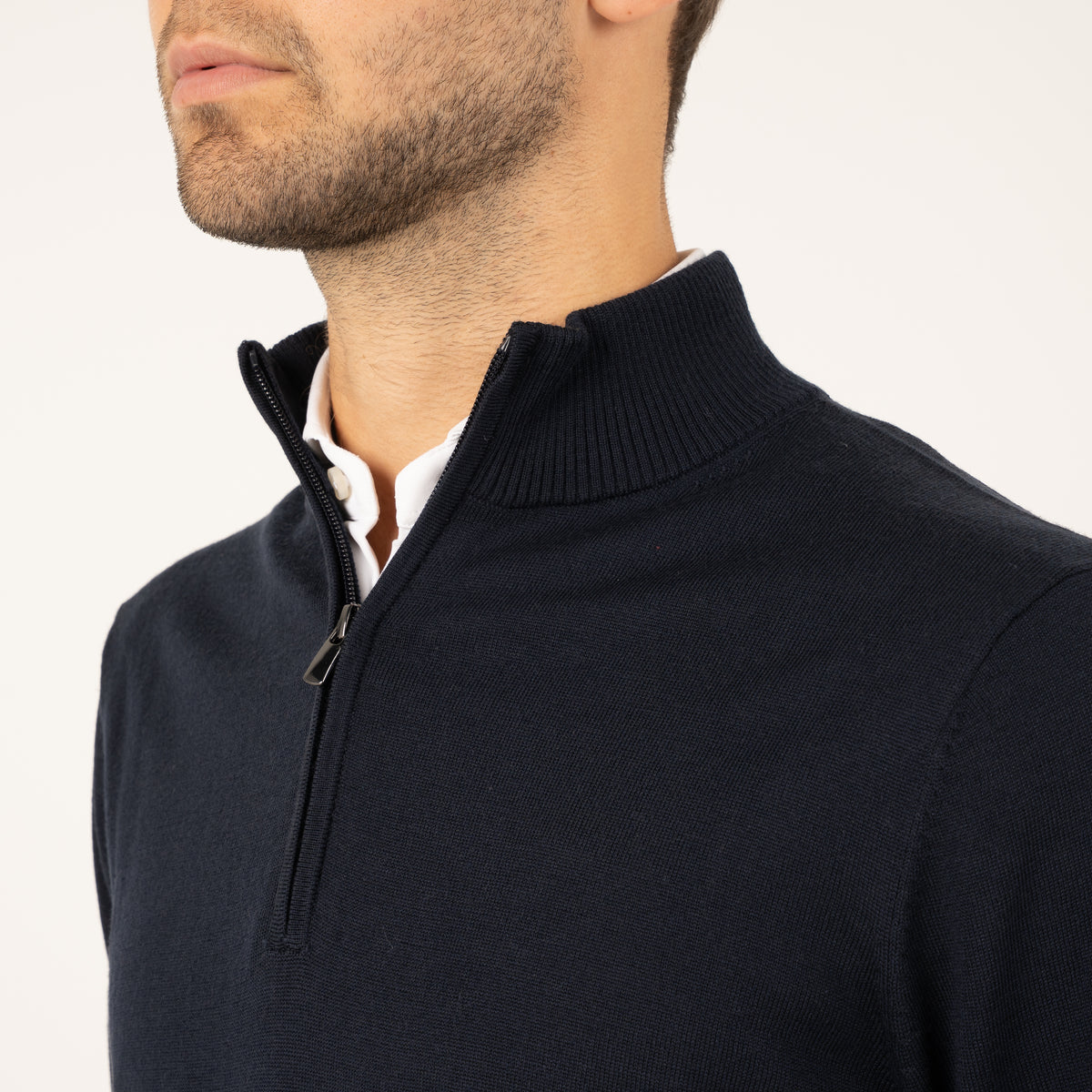 SEVEN DIALS Gebreide Trui met Rits Blauw | Saul