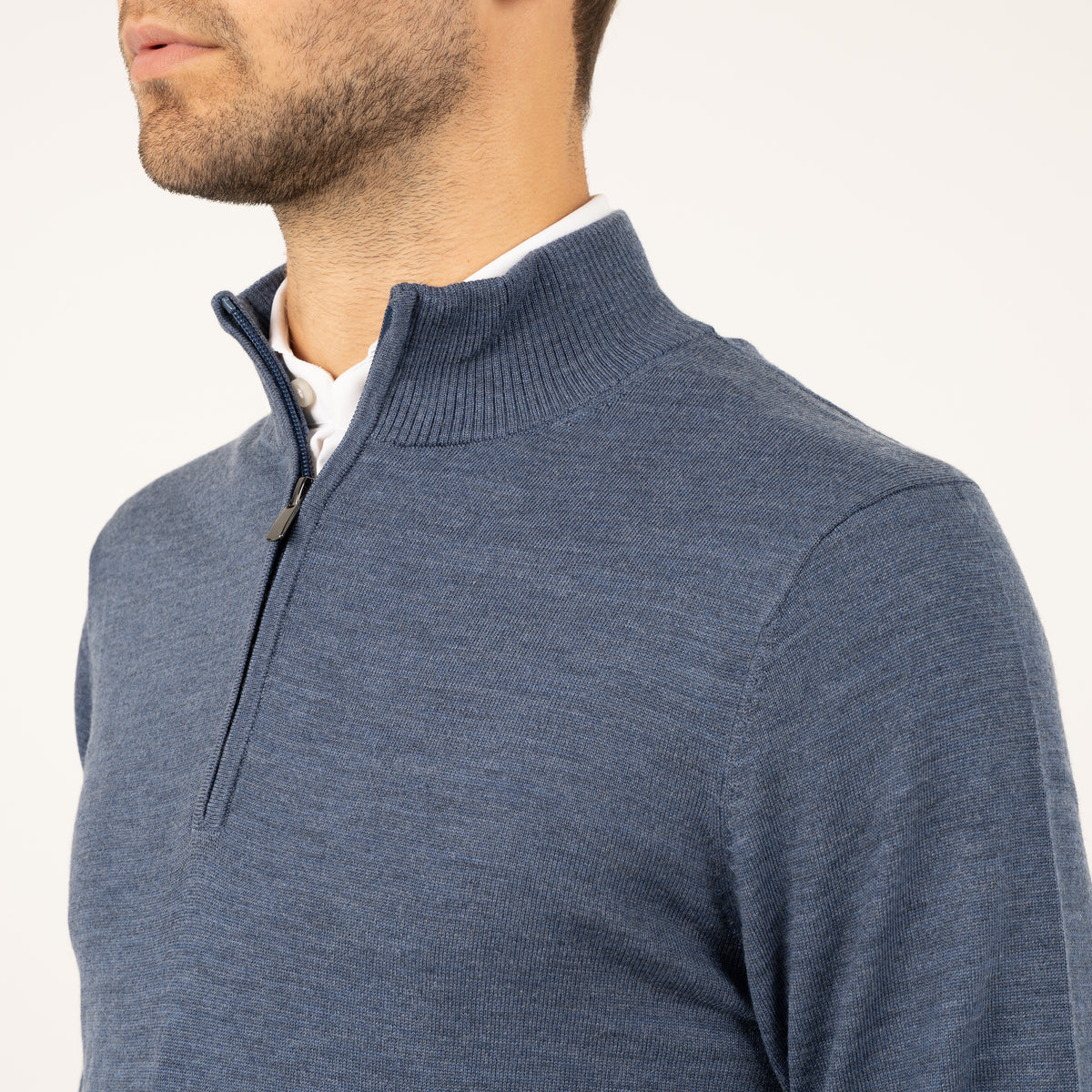 SEVEN DIALS Gebreide Trui met Rits Middenblauw | Saul