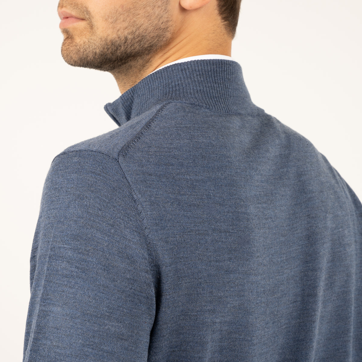SEVEN DIALS Gebreide Trui met Rits Middenblauw | Saul
