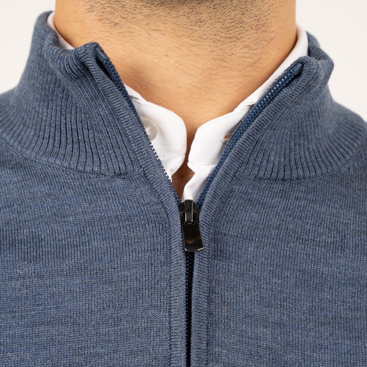 SEVEN DIALS Gebreide Trui met Rits Middenblauw | Saul