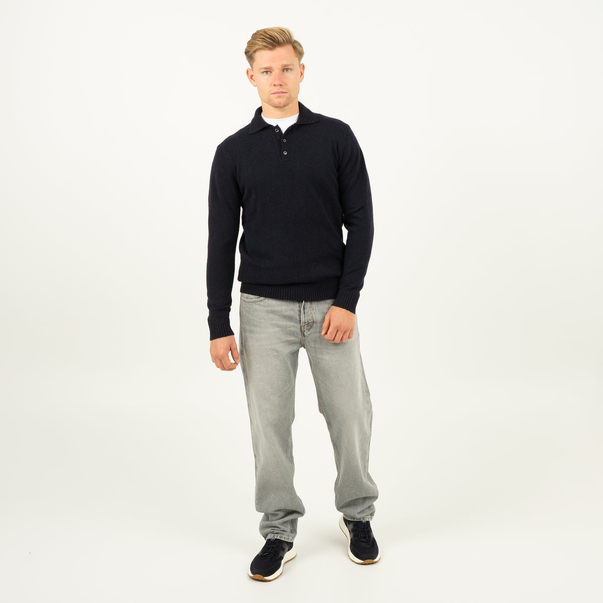 SEVEN DIALS Gebreide Polo met Lange Mouw Blauw | Ismir