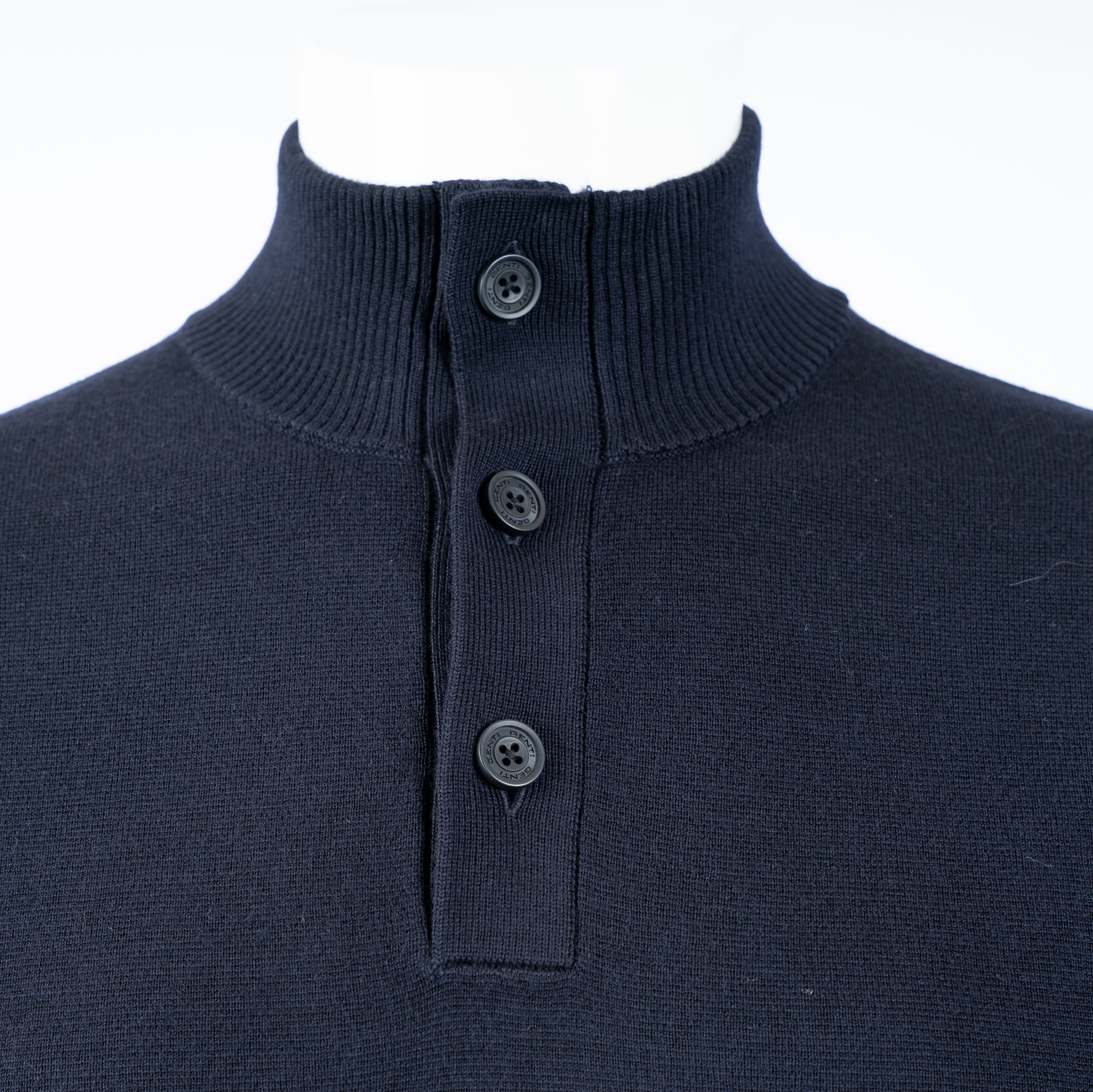 Genti Gebreide Trui met Knopenlijst Blauw | Wool