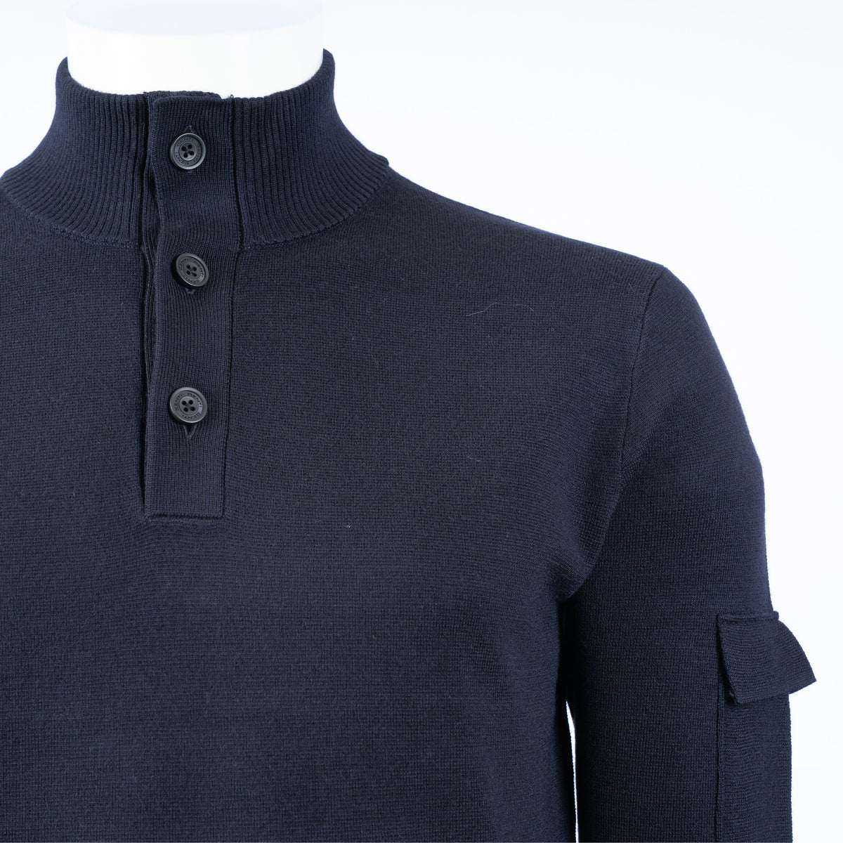 Genti Gebreide Trui met Knopenlijst Blauw | Wool
