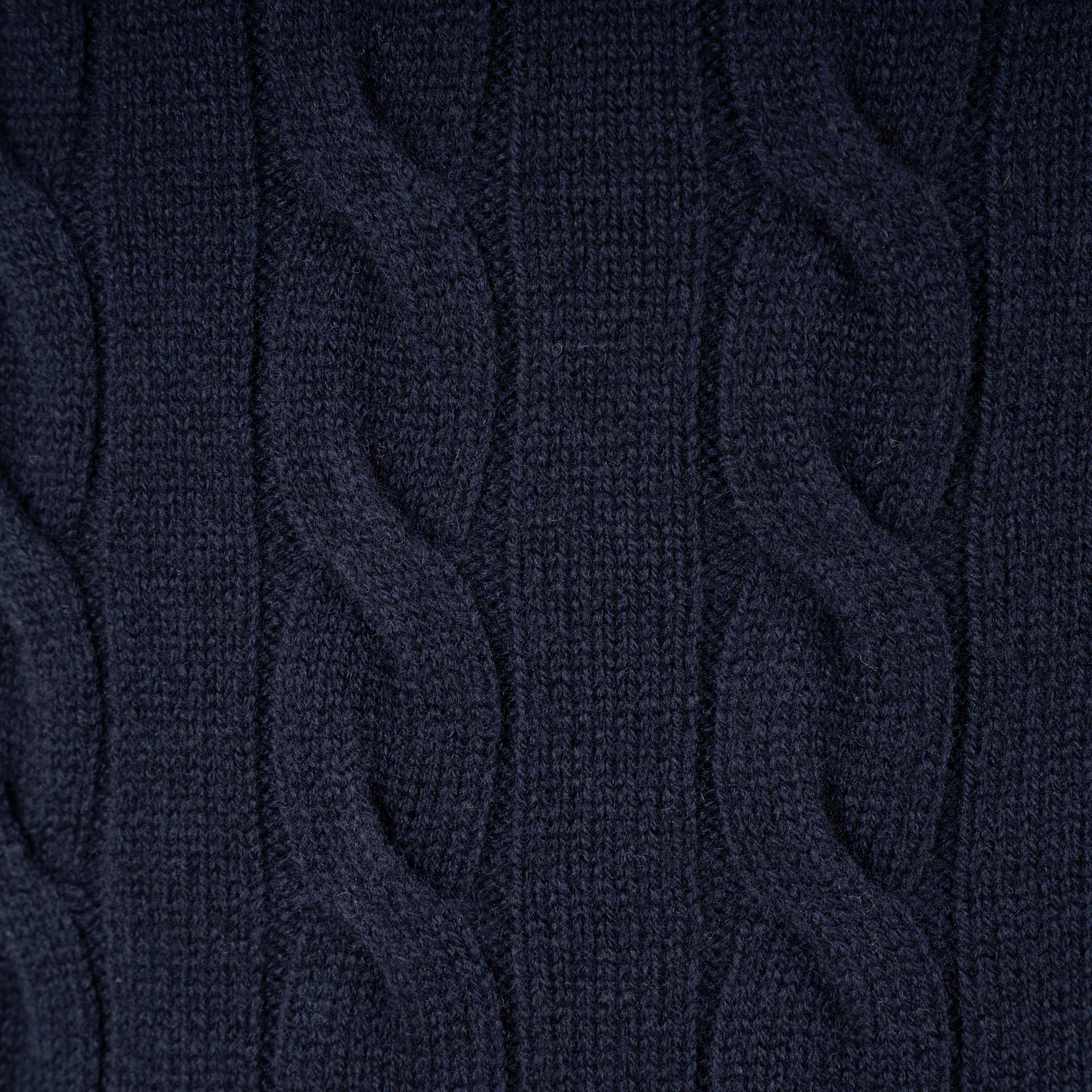 Gran Sasso Gebreide Kabeltrui met Knopenlijst Blauw | Cashmere Lana
