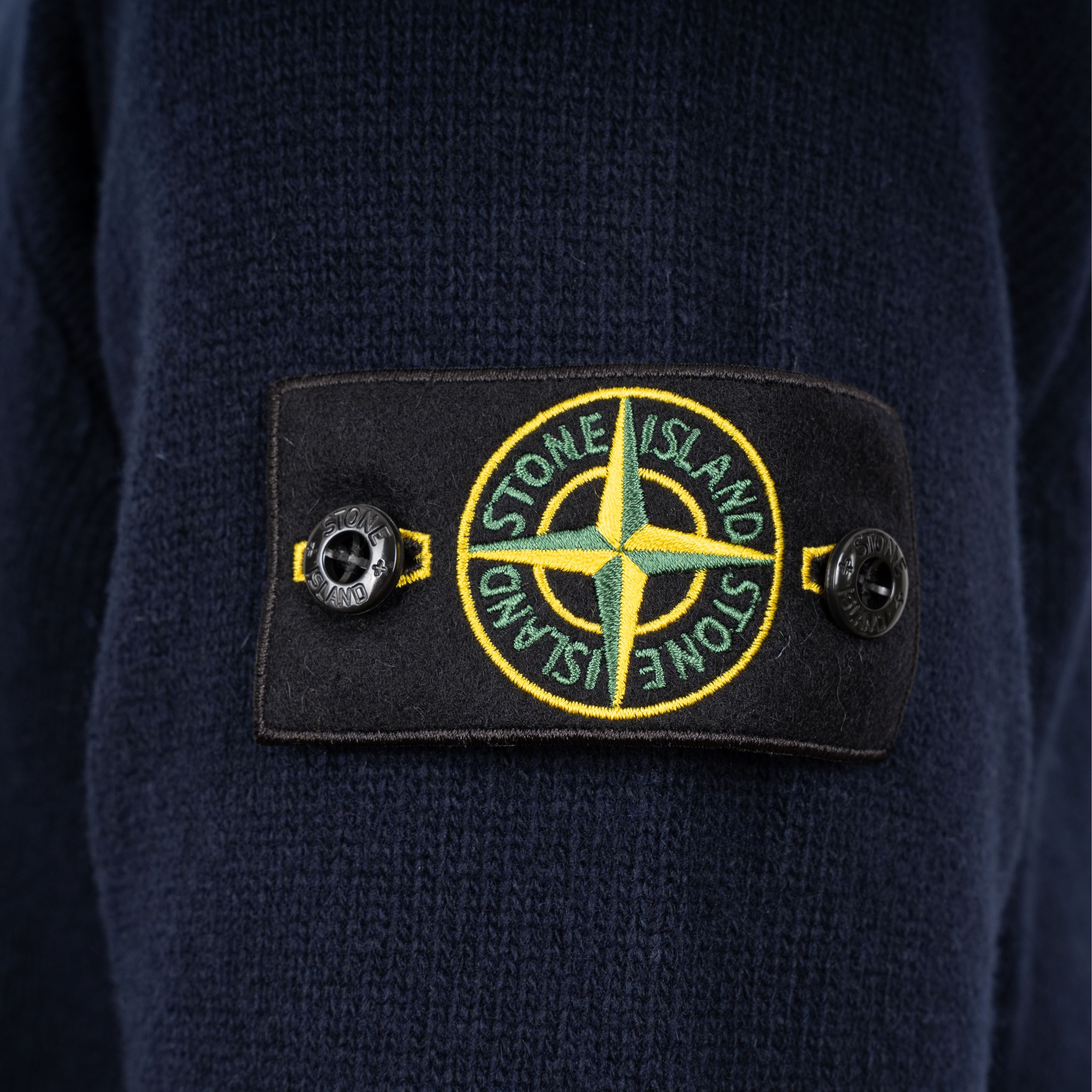 Stone Island Gebreide Trui met Knopenlijst Blauw | Lambswool