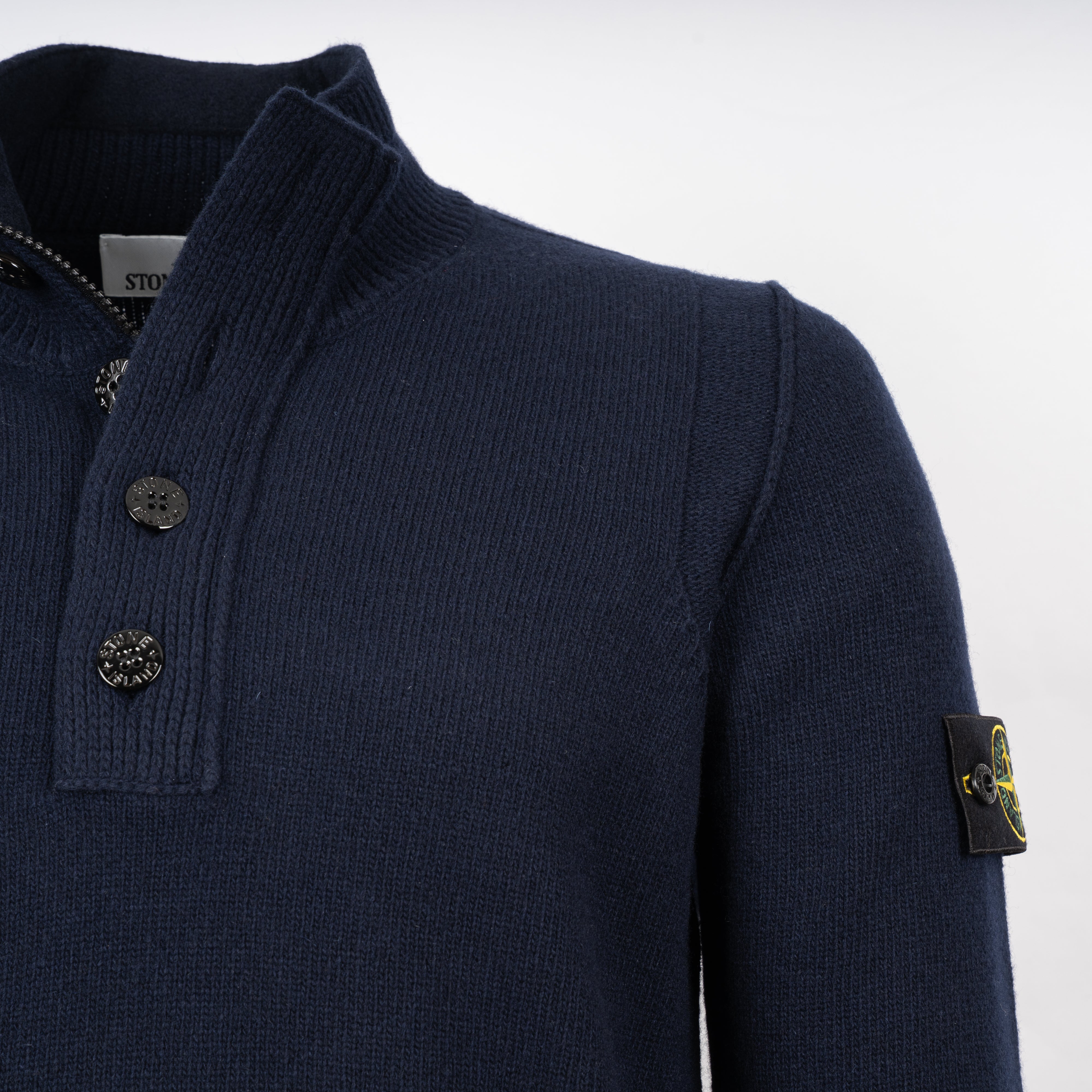 Stone Island Gebreide Trui met Knopenlijst Blauw | Lambswool