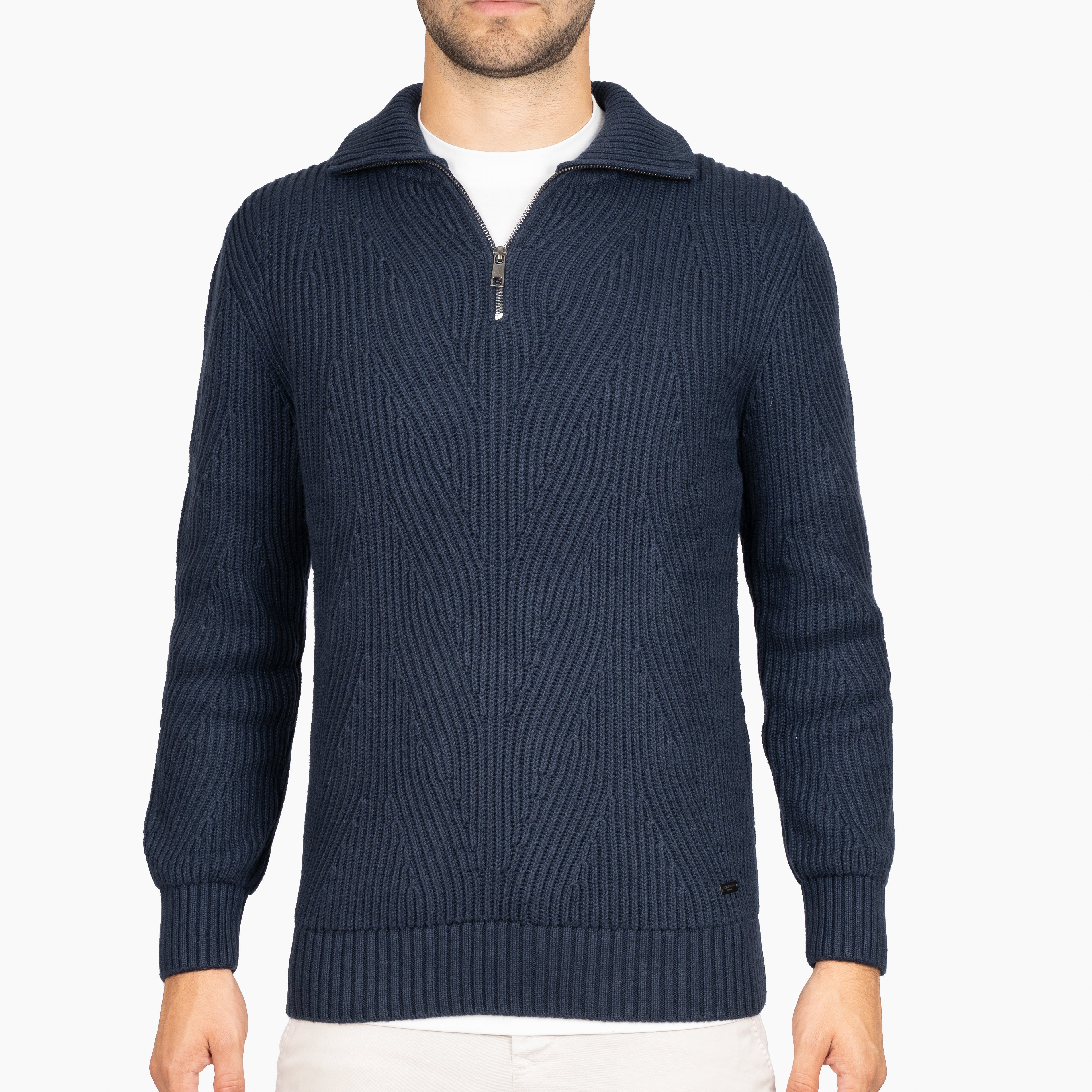 SEVEN DIALS Gebreide Trui met Rits Blauw | Quinn