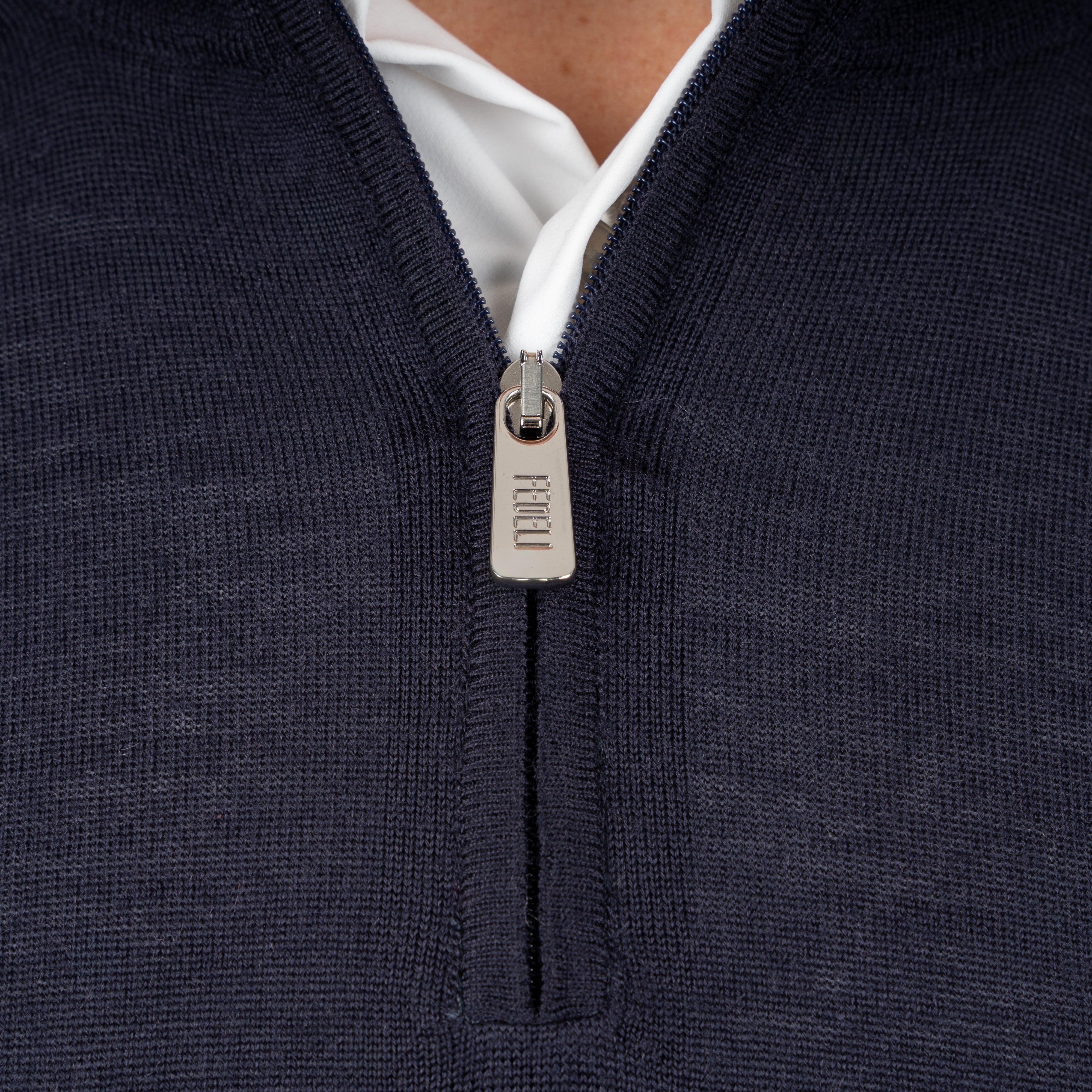 Fedeli Gebreide Trui met Rits Blauw | Favonio Superfine Wool 140