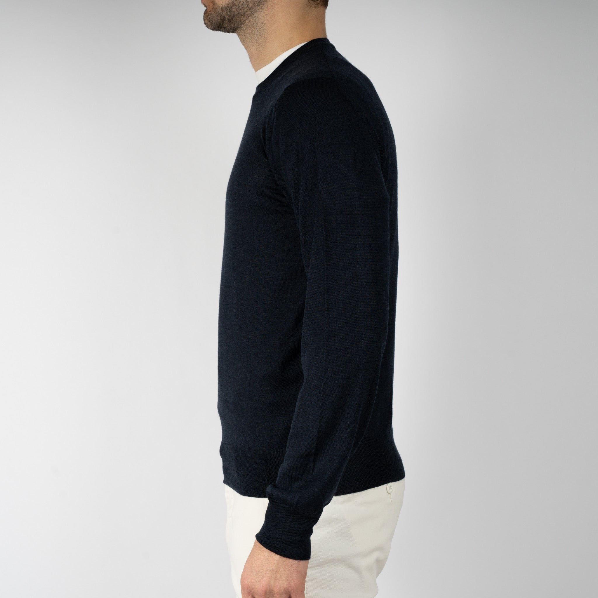 Gran Sasso Gebreide Trui Ronde Hals Blauw | Cashmere-Lana-Seta
