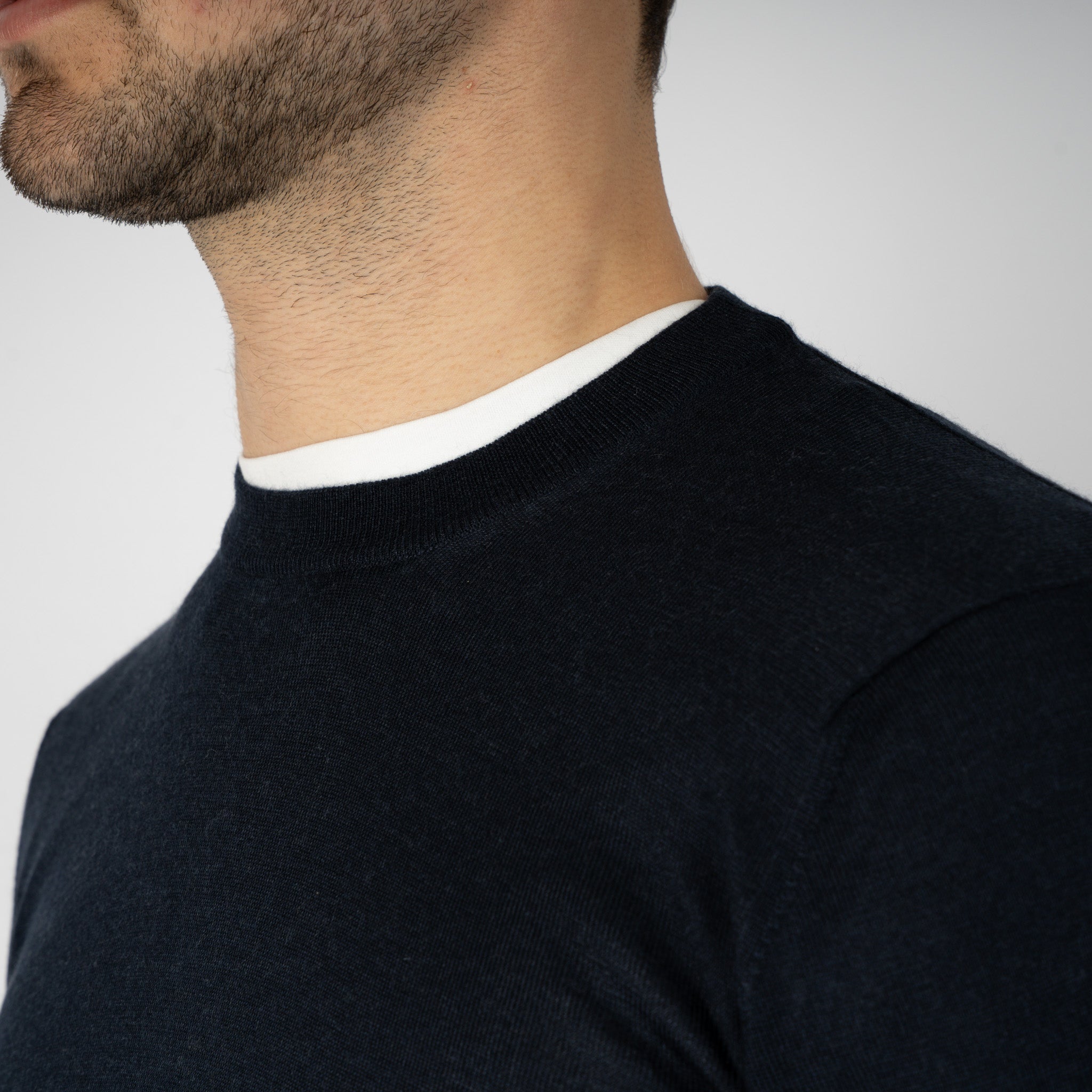 Gran Sasso Gebreide Trui Ronde Hals Blauw | Cashmere-Lana-Seta