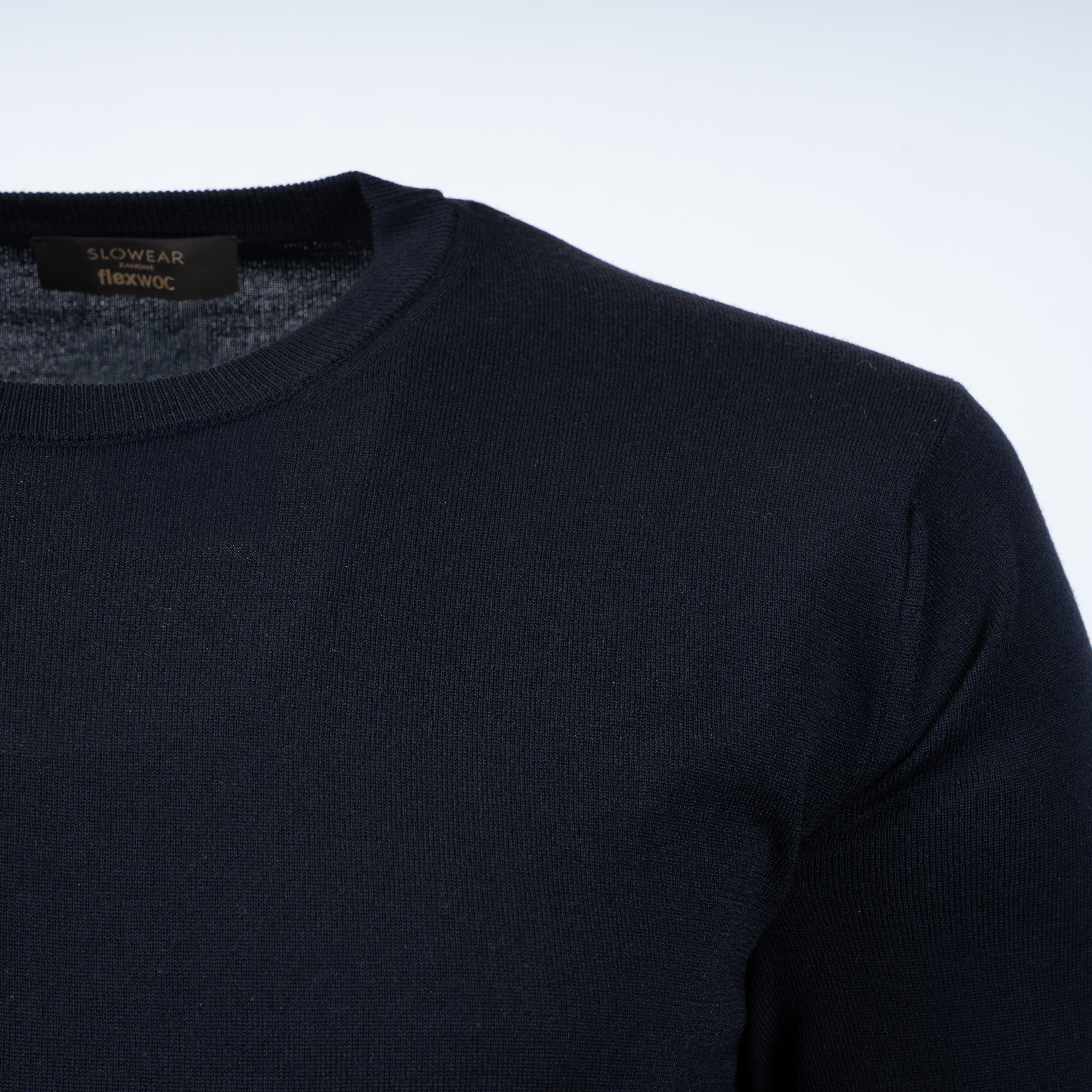 Slowear Gebreide Ronde Hals Trui Blauw | Flexwool