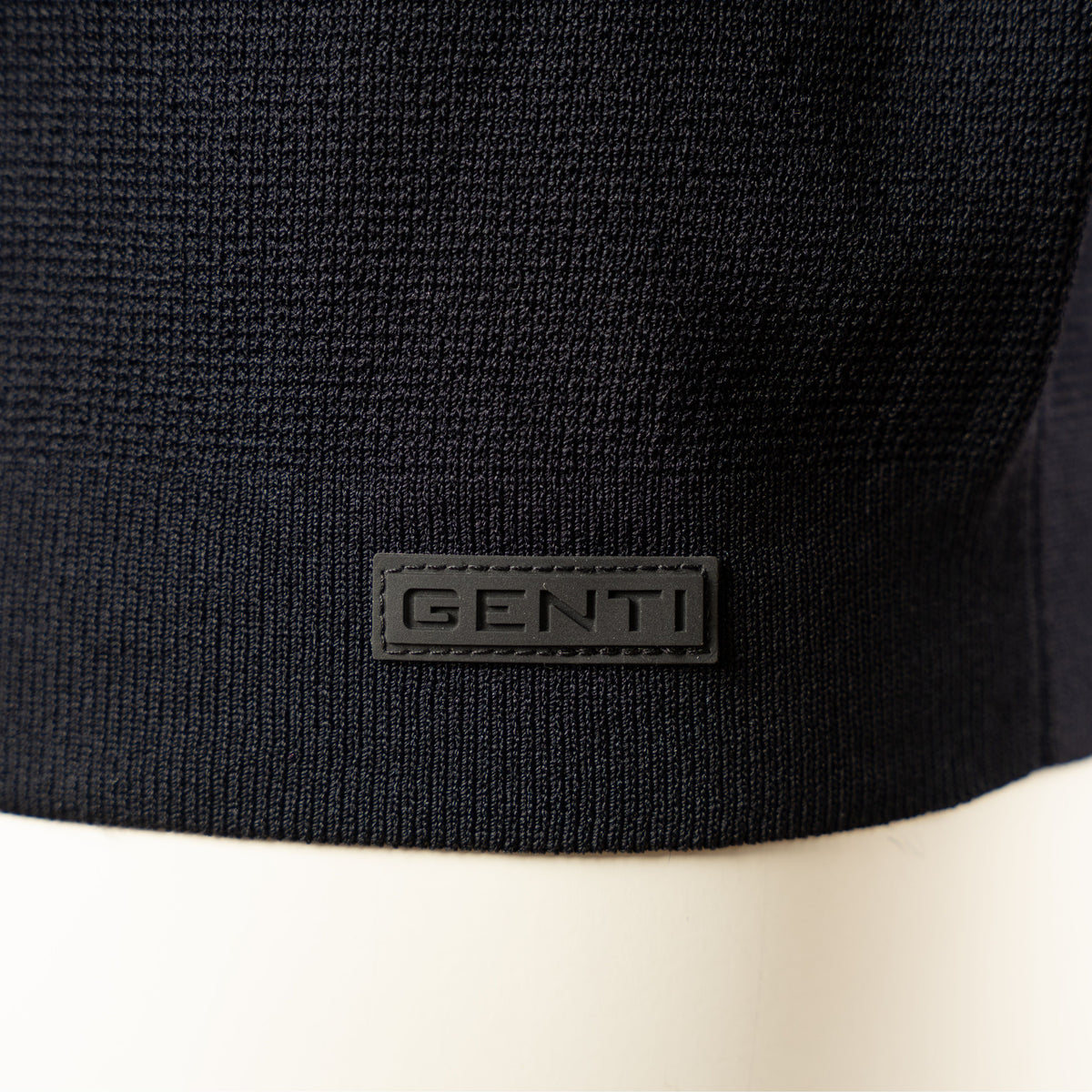 Genti Polo Lange Mouw met Rits Blauw | Cool Dry