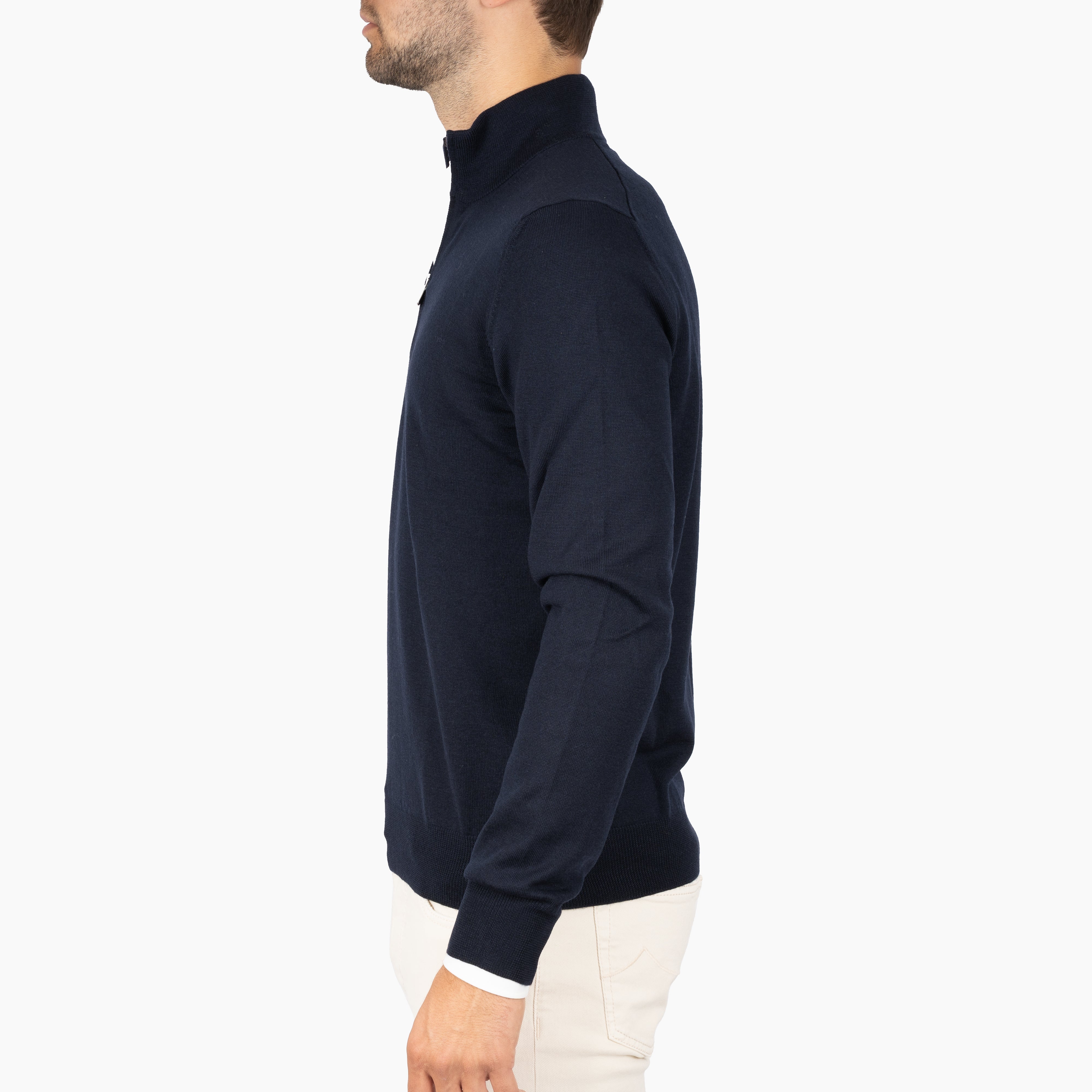 Gran Sasso Gebreide Trui met Rits Blauw | Extrafine Merino