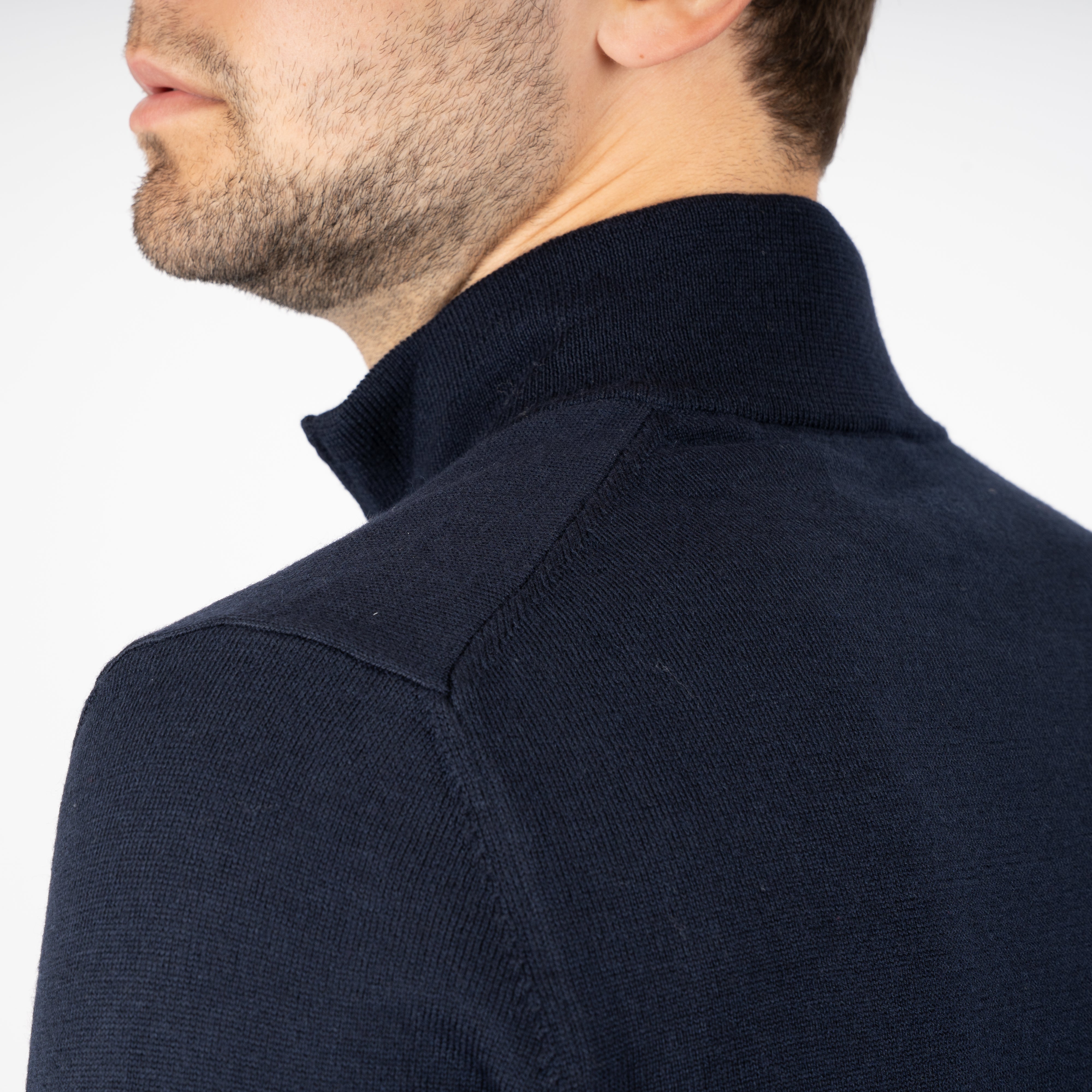 Gran Sasso Gebreide Trui met Rits Blauw | Extrafine Merino