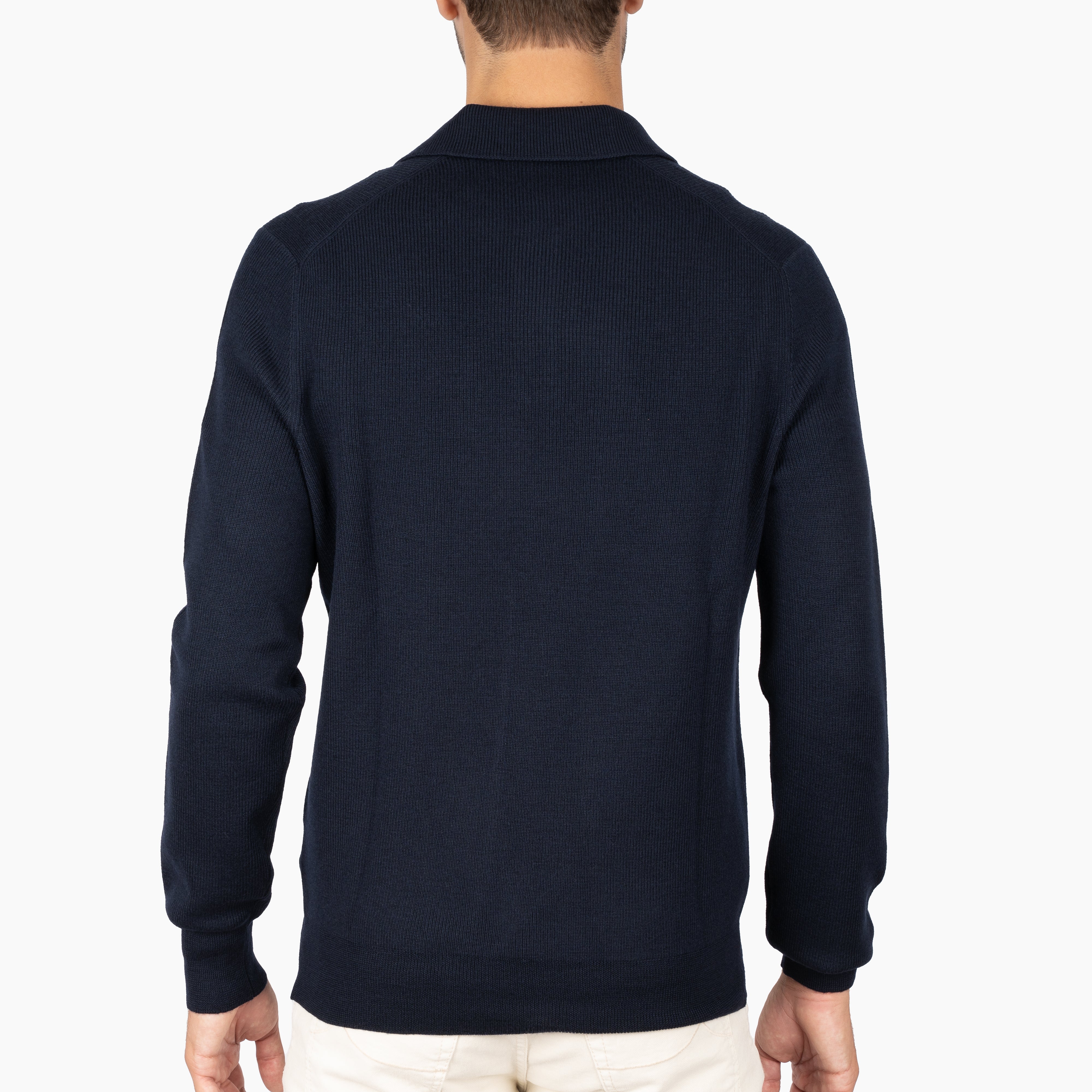 Gran Sasso Gebreide Buttonless Polotrui Blauw | Extrafine Merino