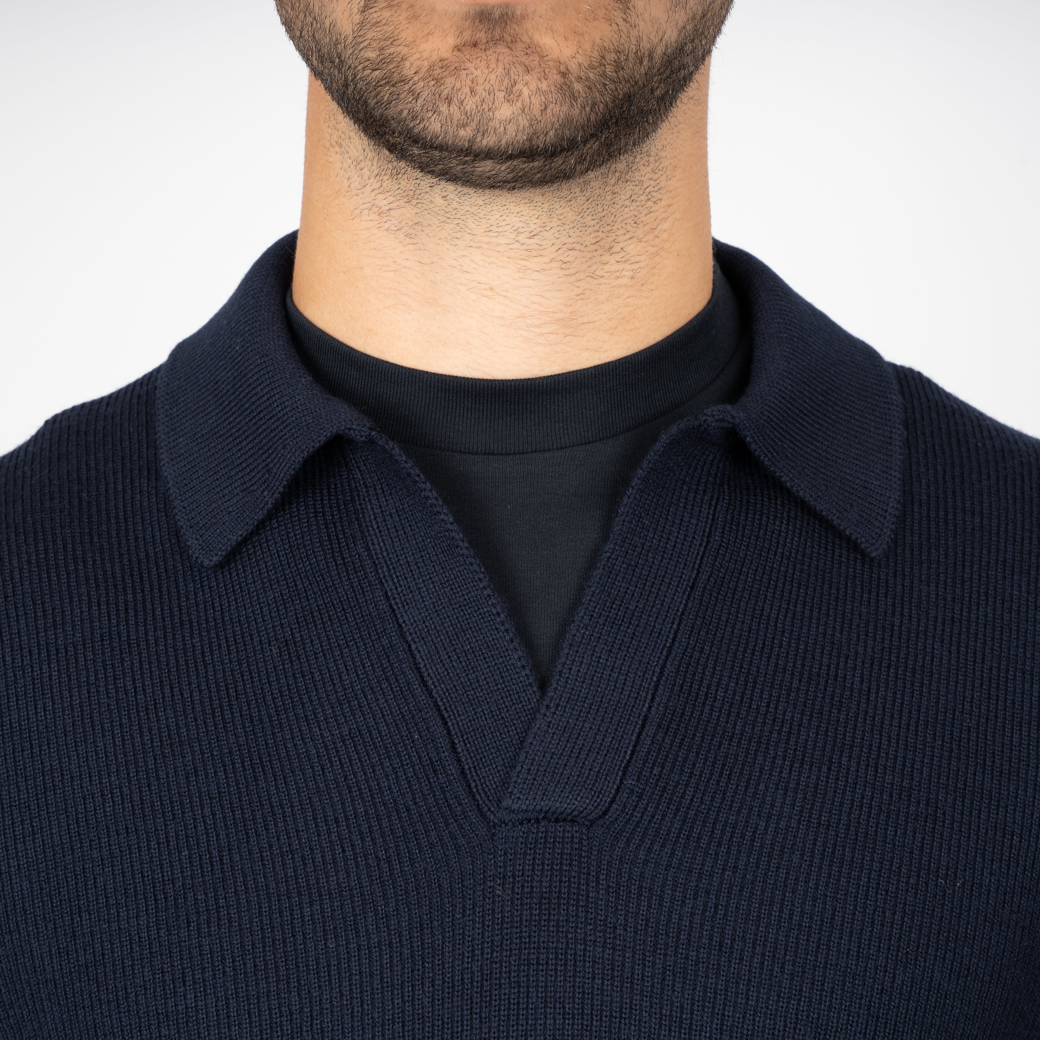 Gran Sasso Gebreide Buttonless Polotrui Blauw | Extrafine Merino