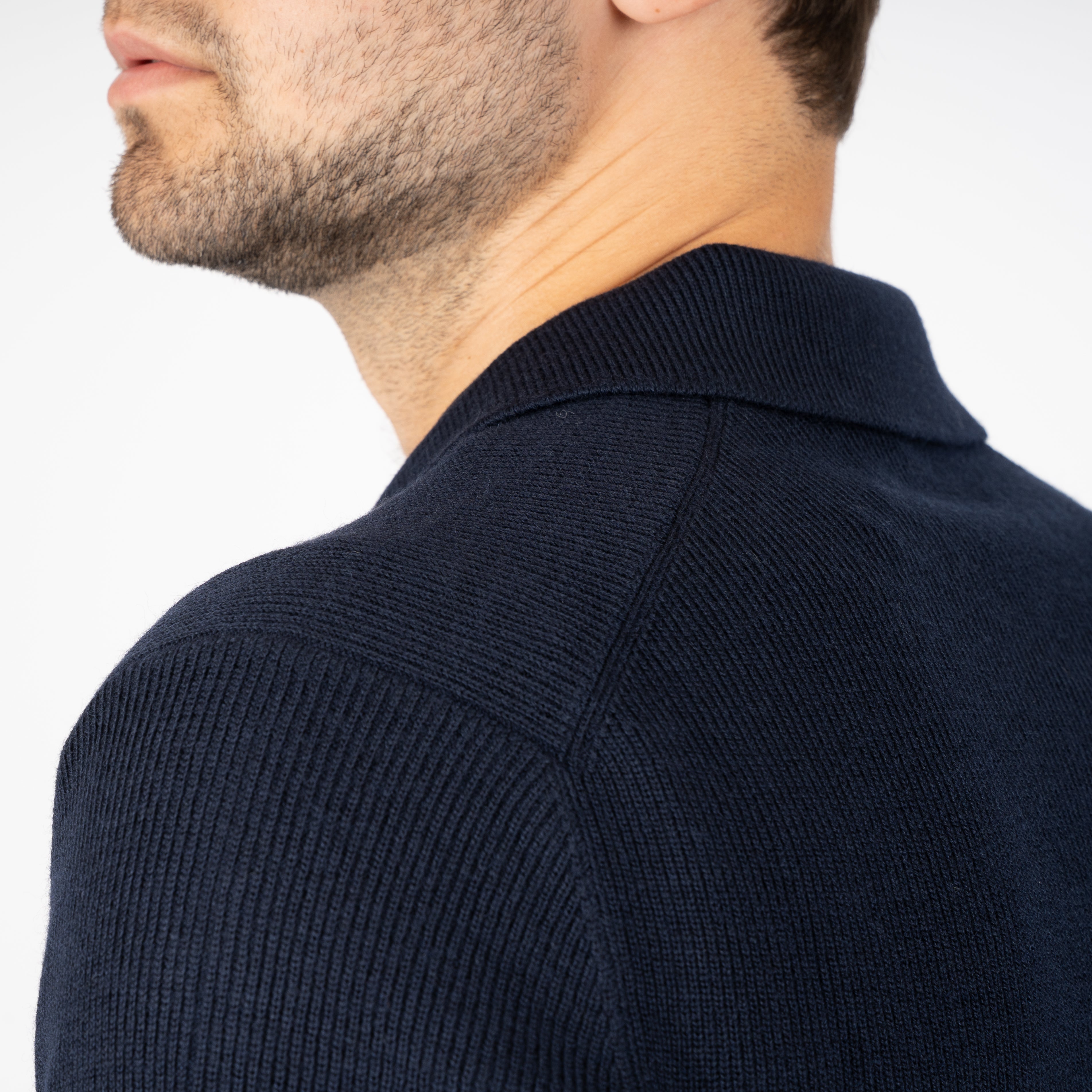 Gran Sasso Gebreide Buttonless Polotrui Blauw | Extrafine Merino