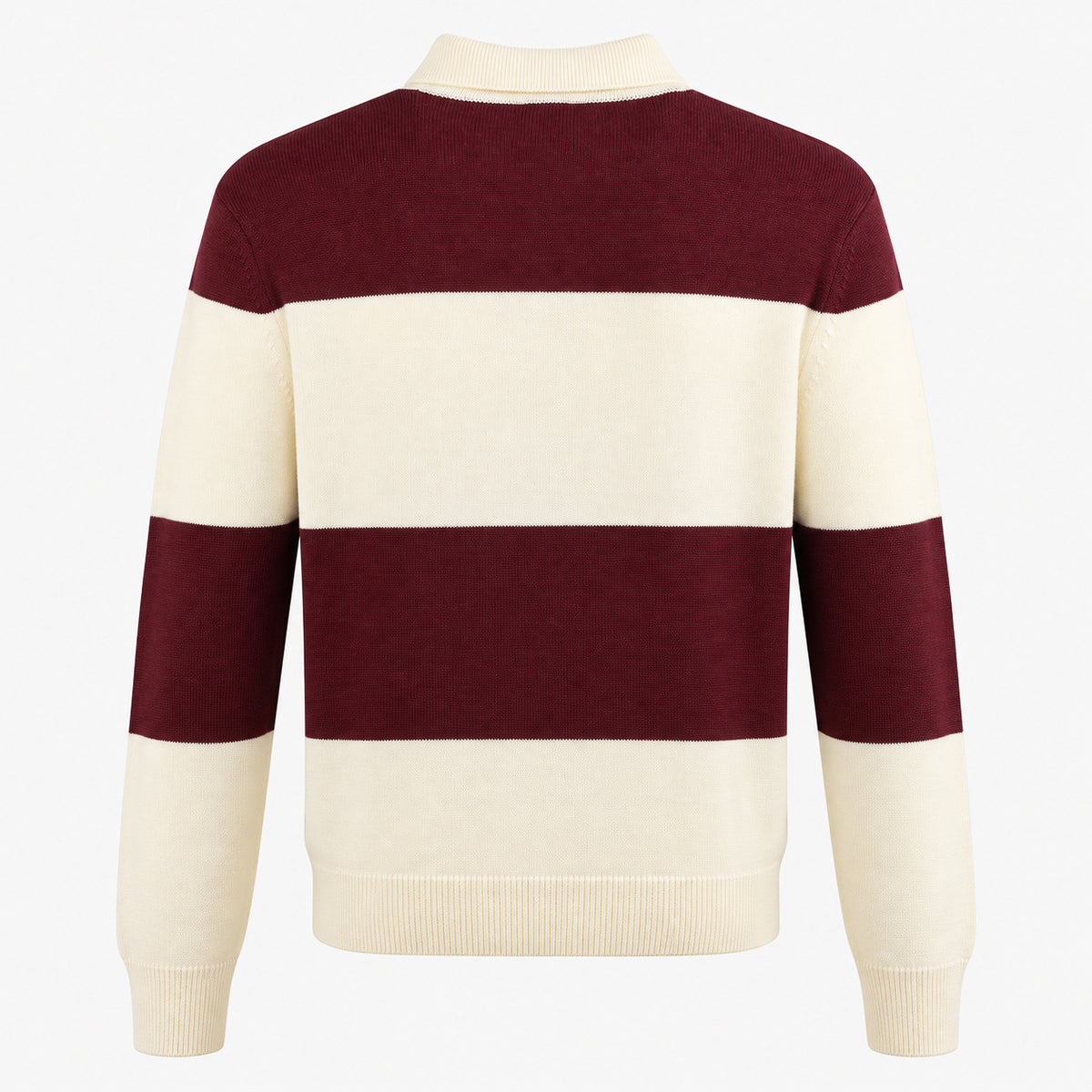 A.P.C. Gebreide Polo Lange Mouw Bordeaux/Crème | Rugby Polo
