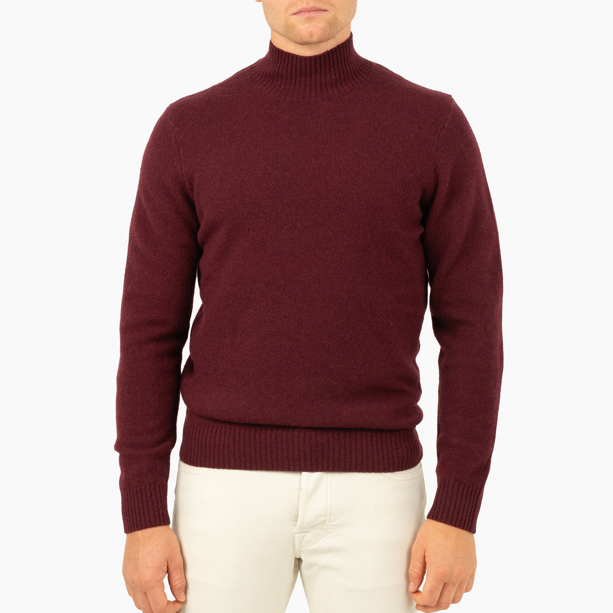 SEVEN DIALS Gebreide Turtleneck Trui Bordeauxrood | Emsley