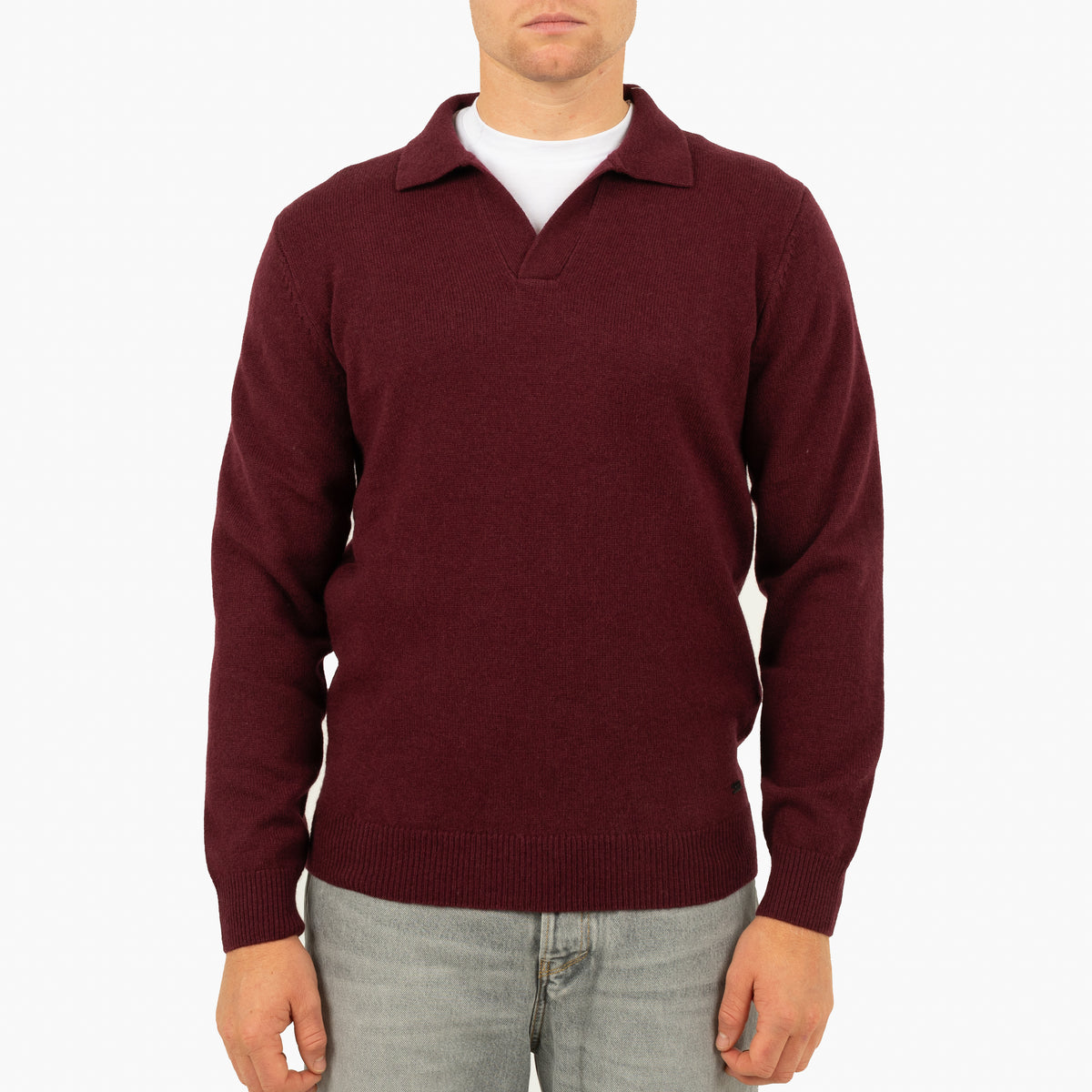 SEVEN DIALS Gebreide Trui Buttonless Polokraag Bordeaux Rood | Dakar
