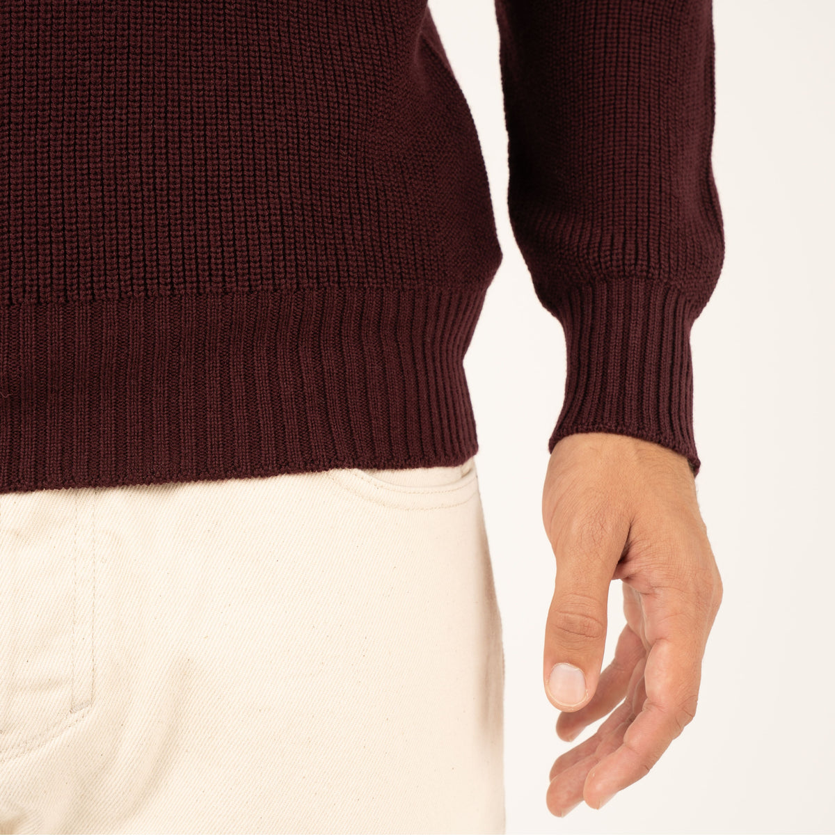Gran Sasso Gebreide Trui met Rits Bordeaux Rood | Rain Wool