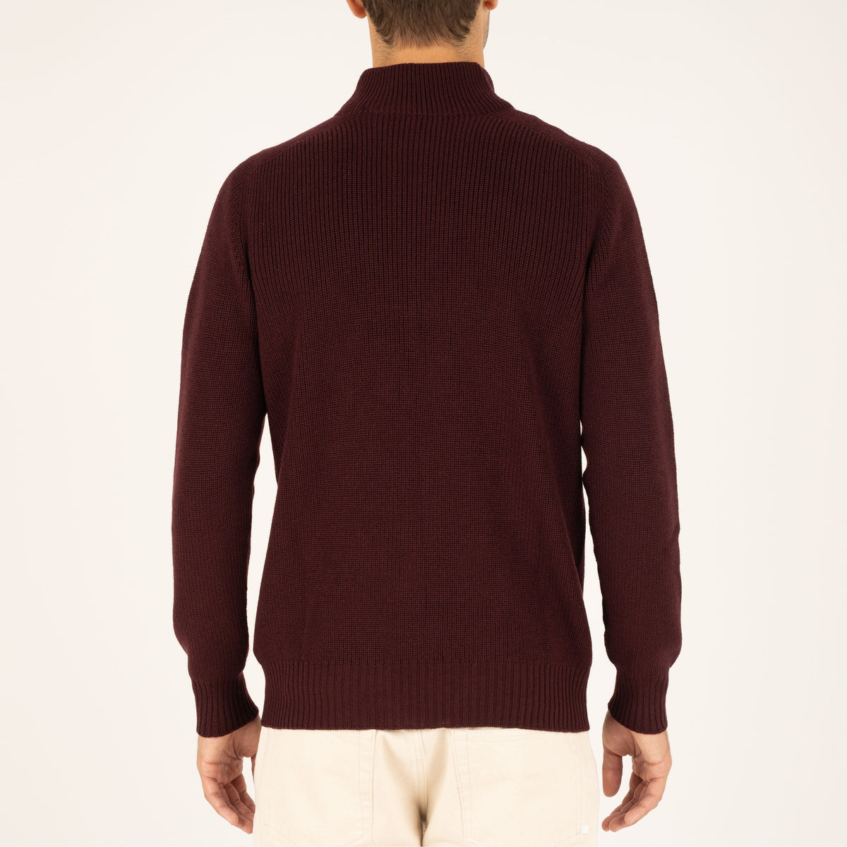Gran Sasso Gebreide Trui met Rits Bordeaux Rood | Rain Wool