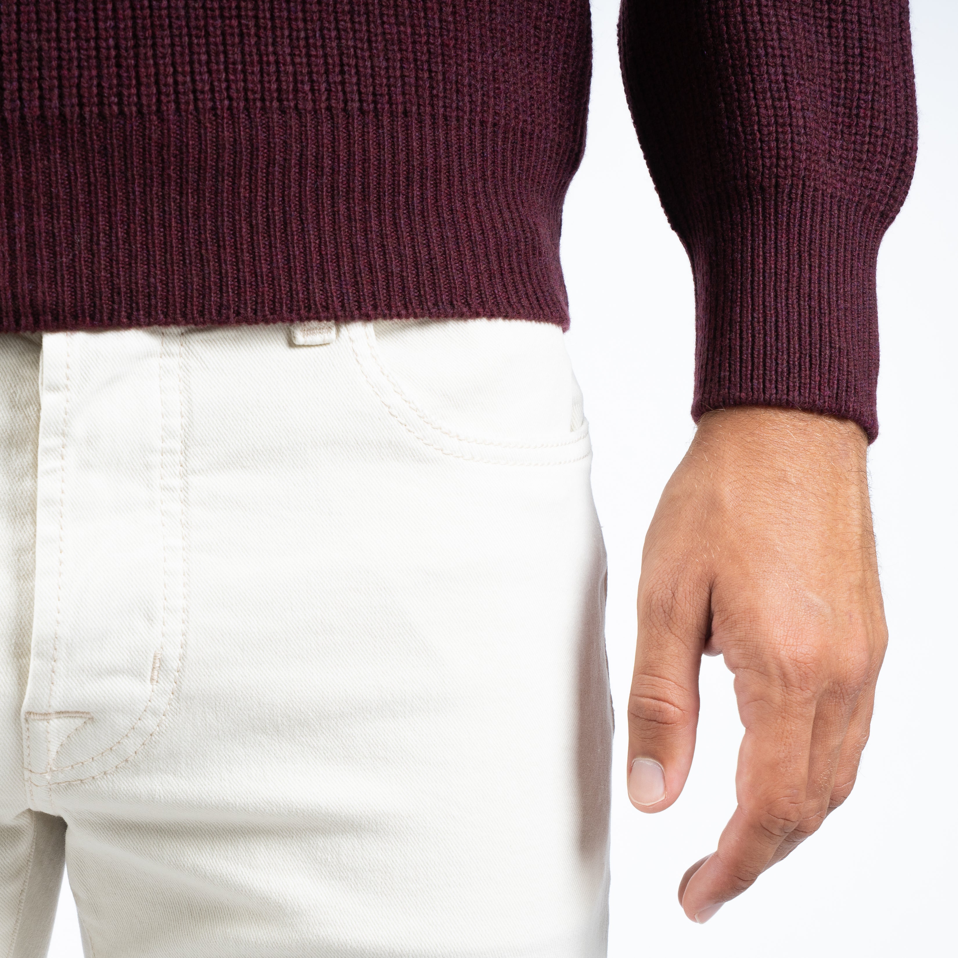 Gran Sasso Gebreide Buttonless Polotrui Bordeaux Rood | Super Geelong