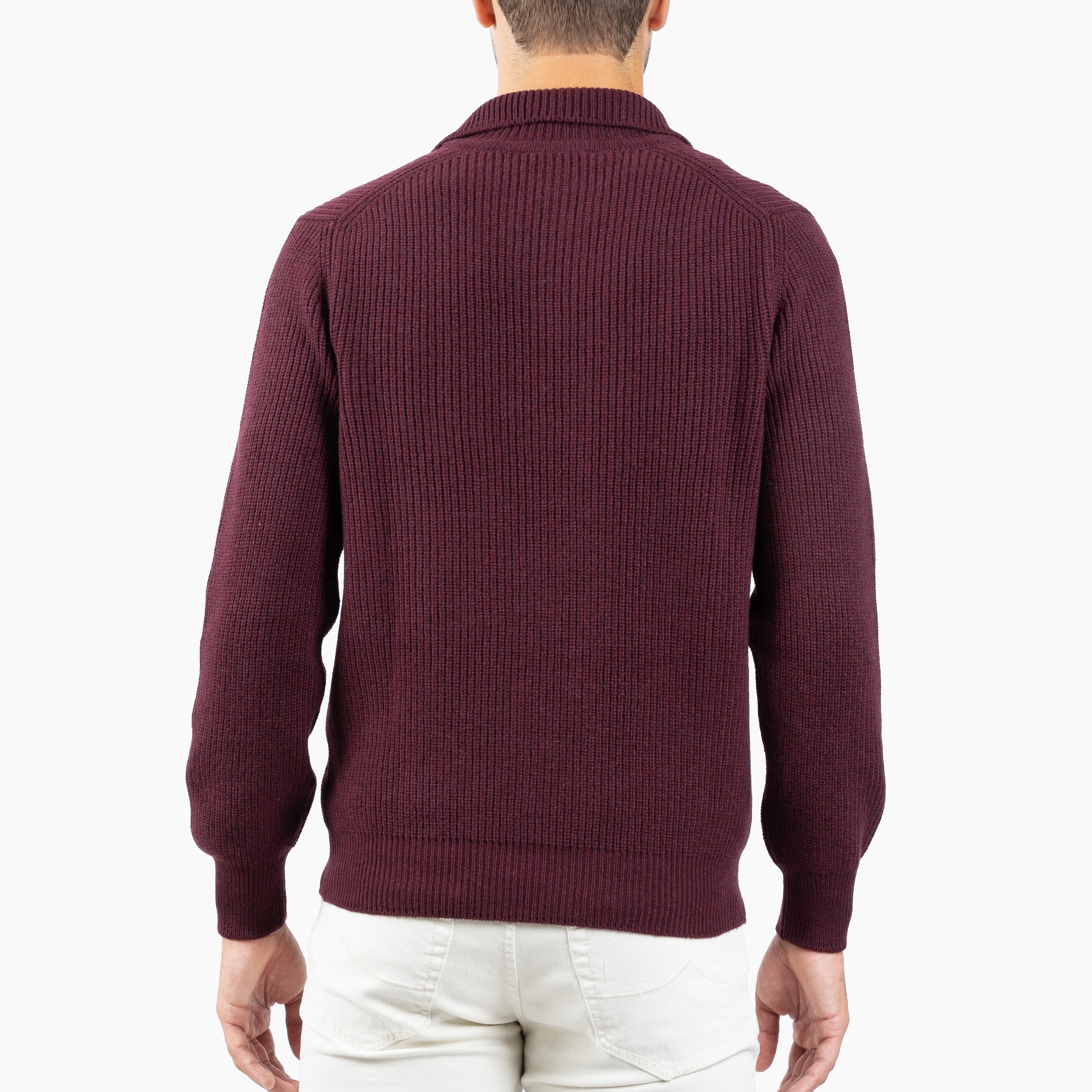Gran Sasso Gebreide Buttonless Polotrui Bordeaux Rood | Super Geelong