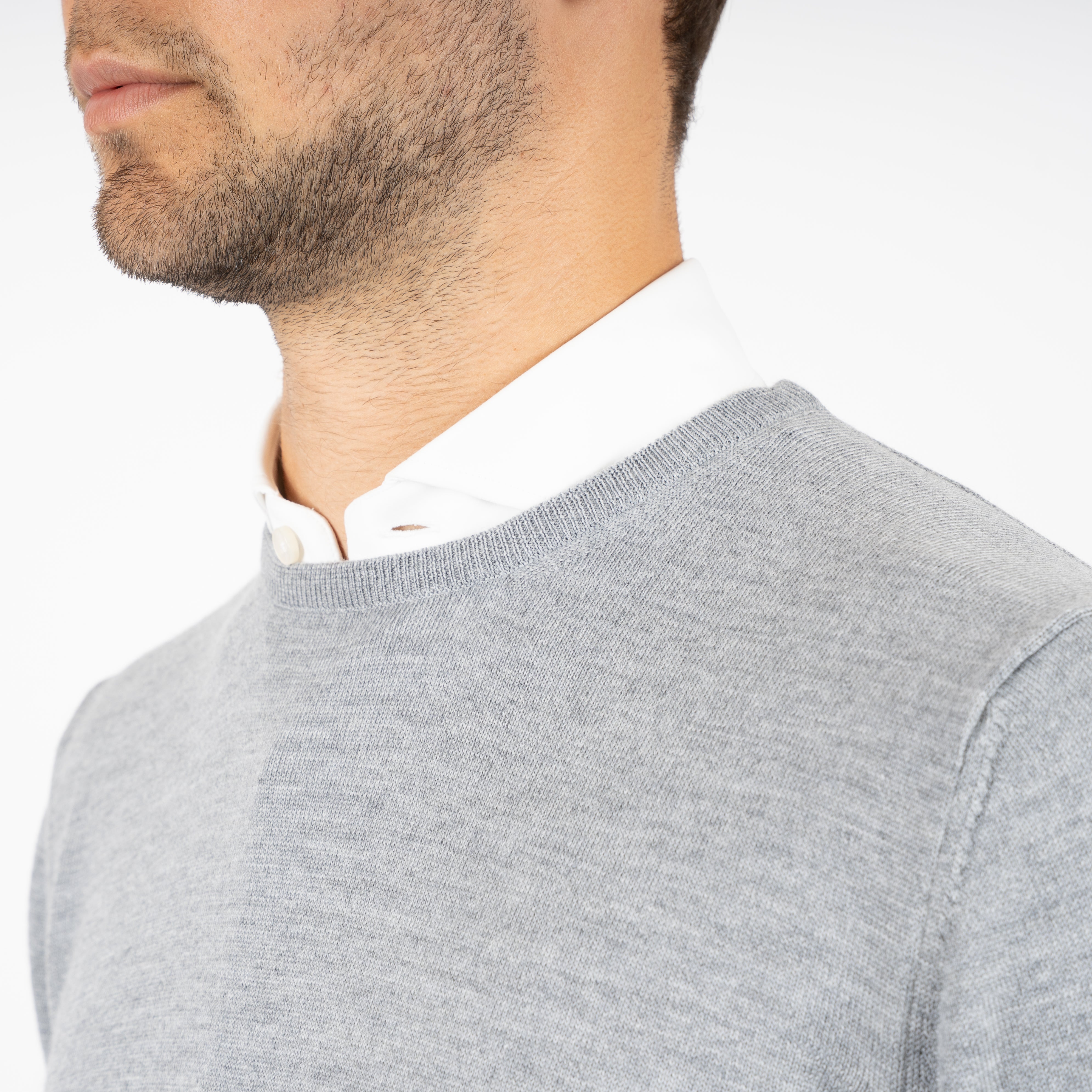 Gran Sasso Gebreide Trui Ronde Hals Grijs | Merino