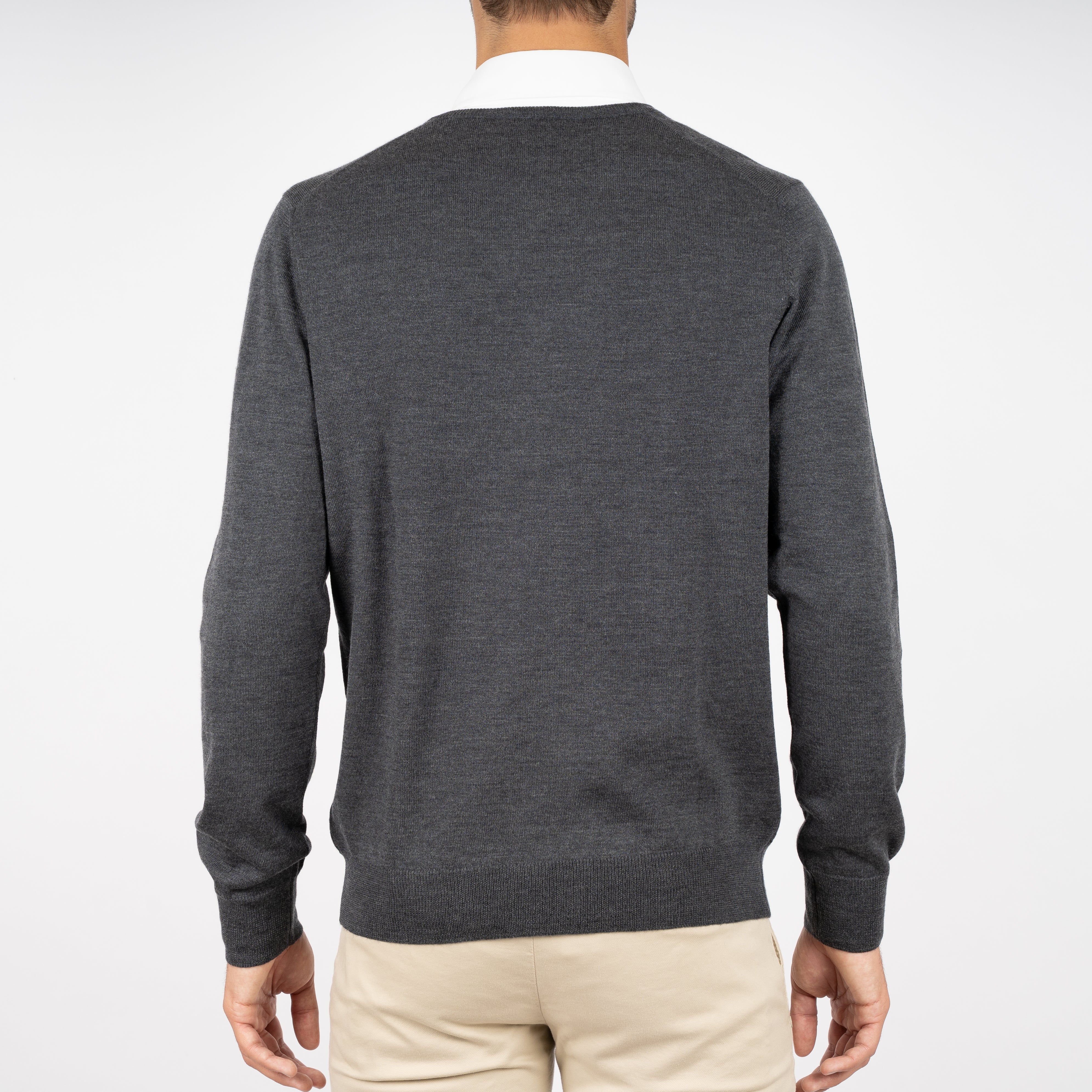 Gran Sasso Gebreide Trui V-Hals Grijs | Merino