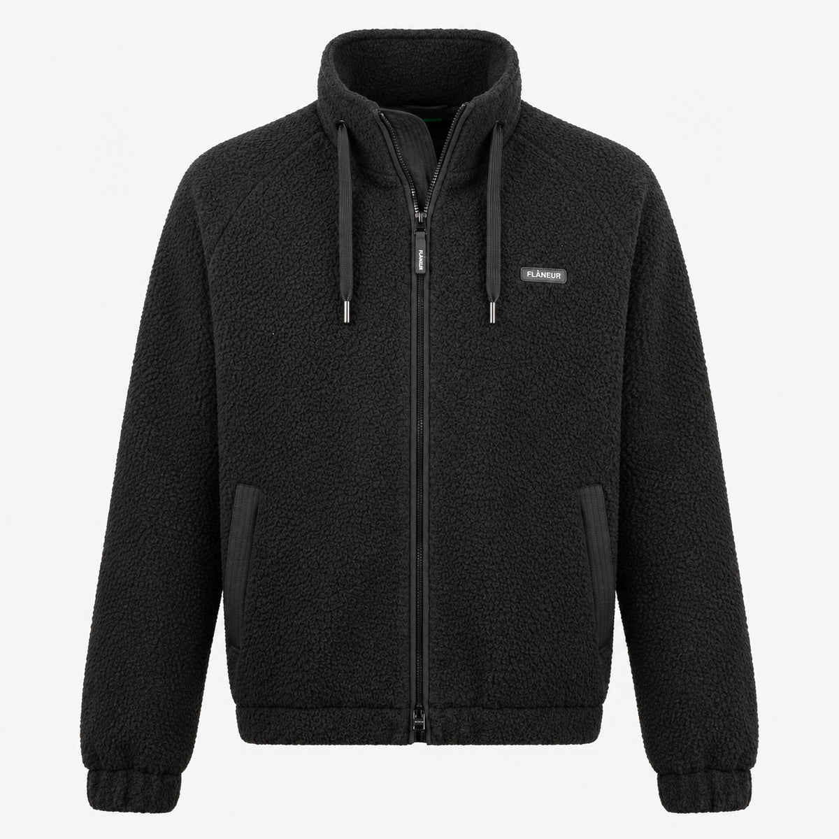 Flaneur Fleece Jack Zwart | Frosted Badge