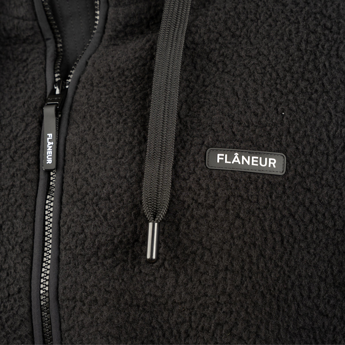 Flaneur Fleece Jack Zwart | Frosted Badge