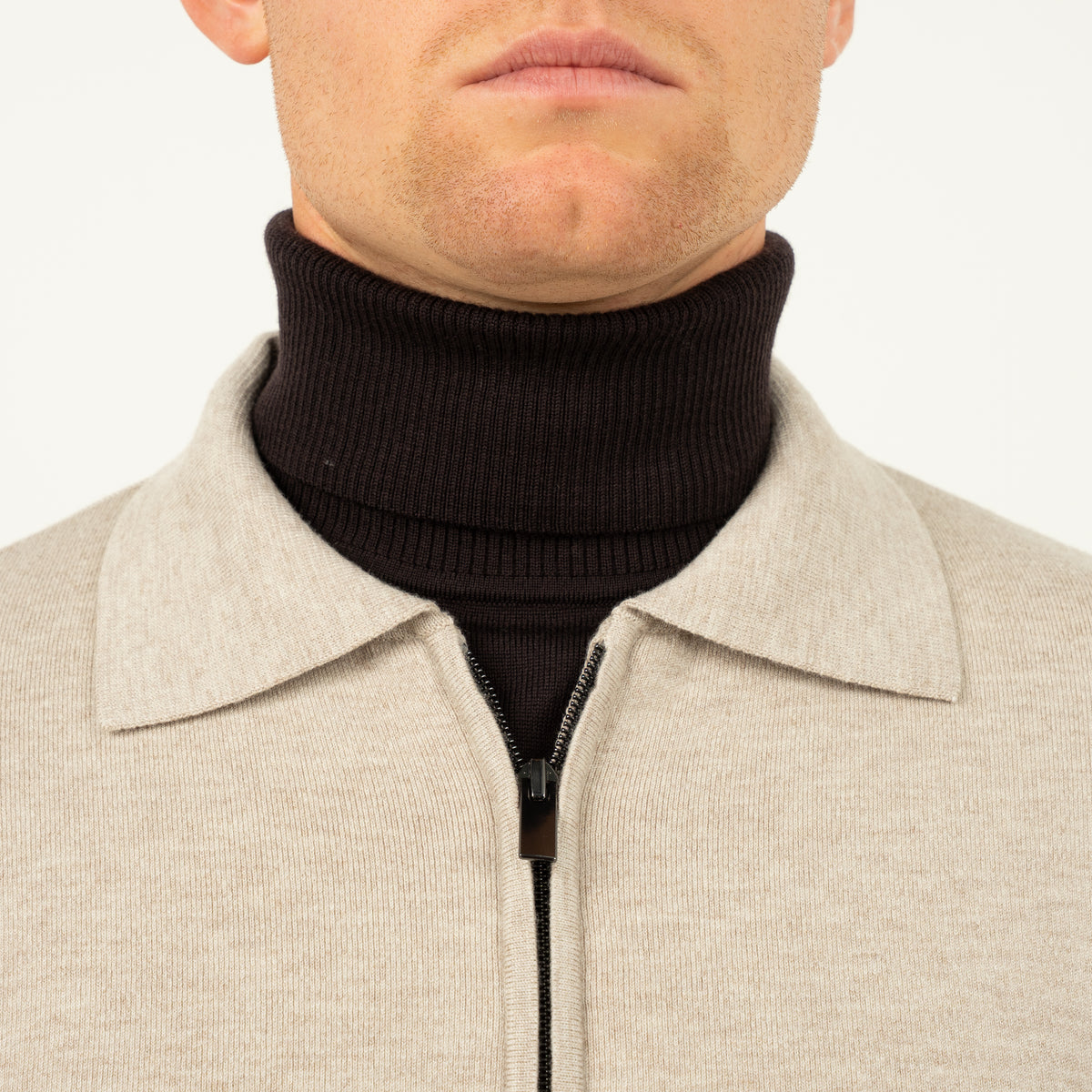 SEVEN DIALS Gebreid Vest met Rits Beige | Wakeley