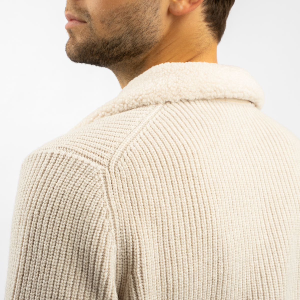 Gran Sasso Vest Beige met Teddy-Kraag | Extrafine Merino