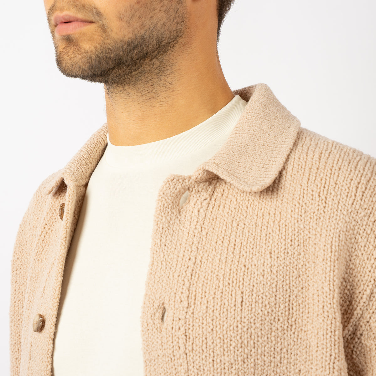 Gran Sasso Gebreid Knoopvest Beige