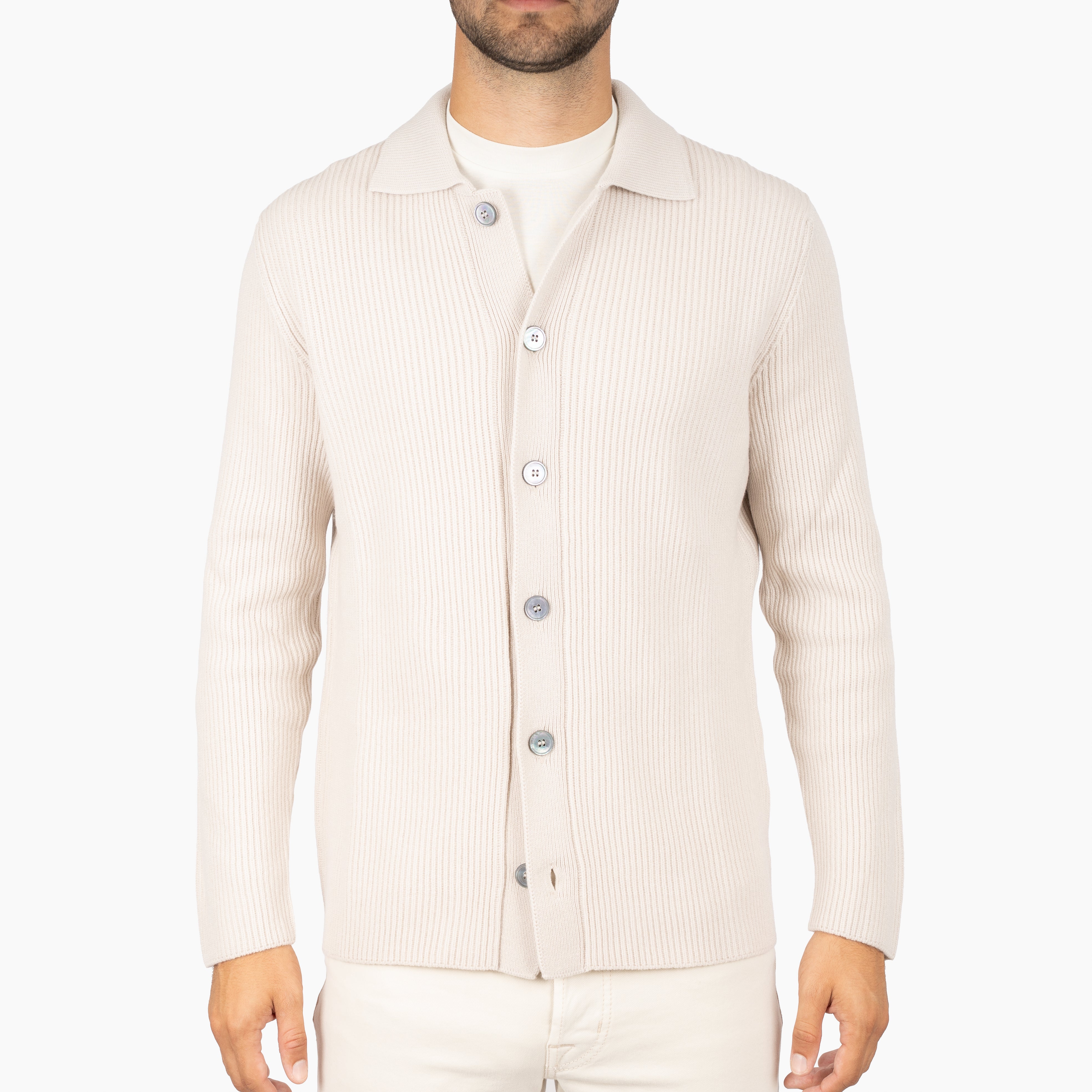 Gran Sasso Gebreid Knoopvest Crème | Cashmere Lana