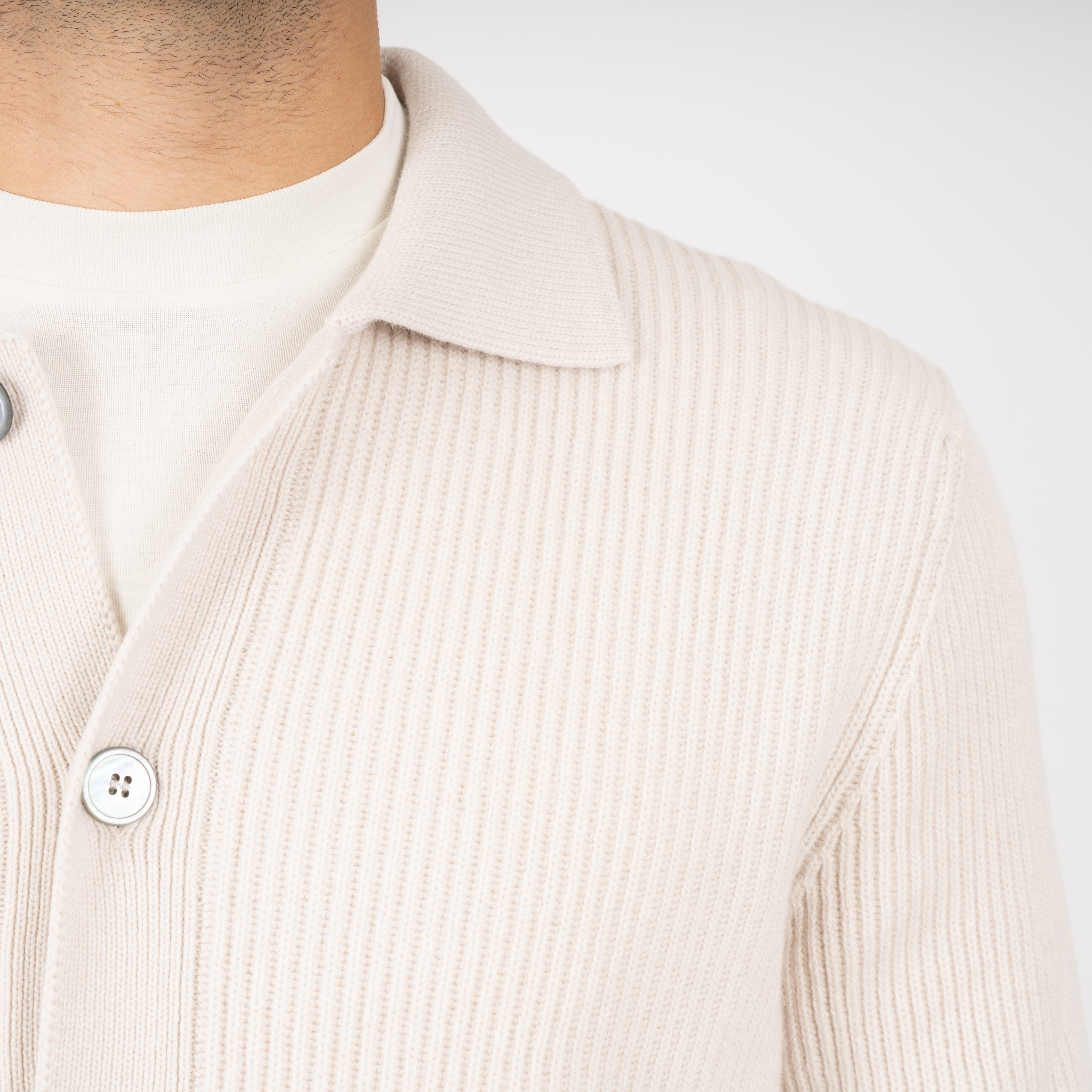 Gran Sasso Gebreid Knoopvest Crème | Cashmere Lana
