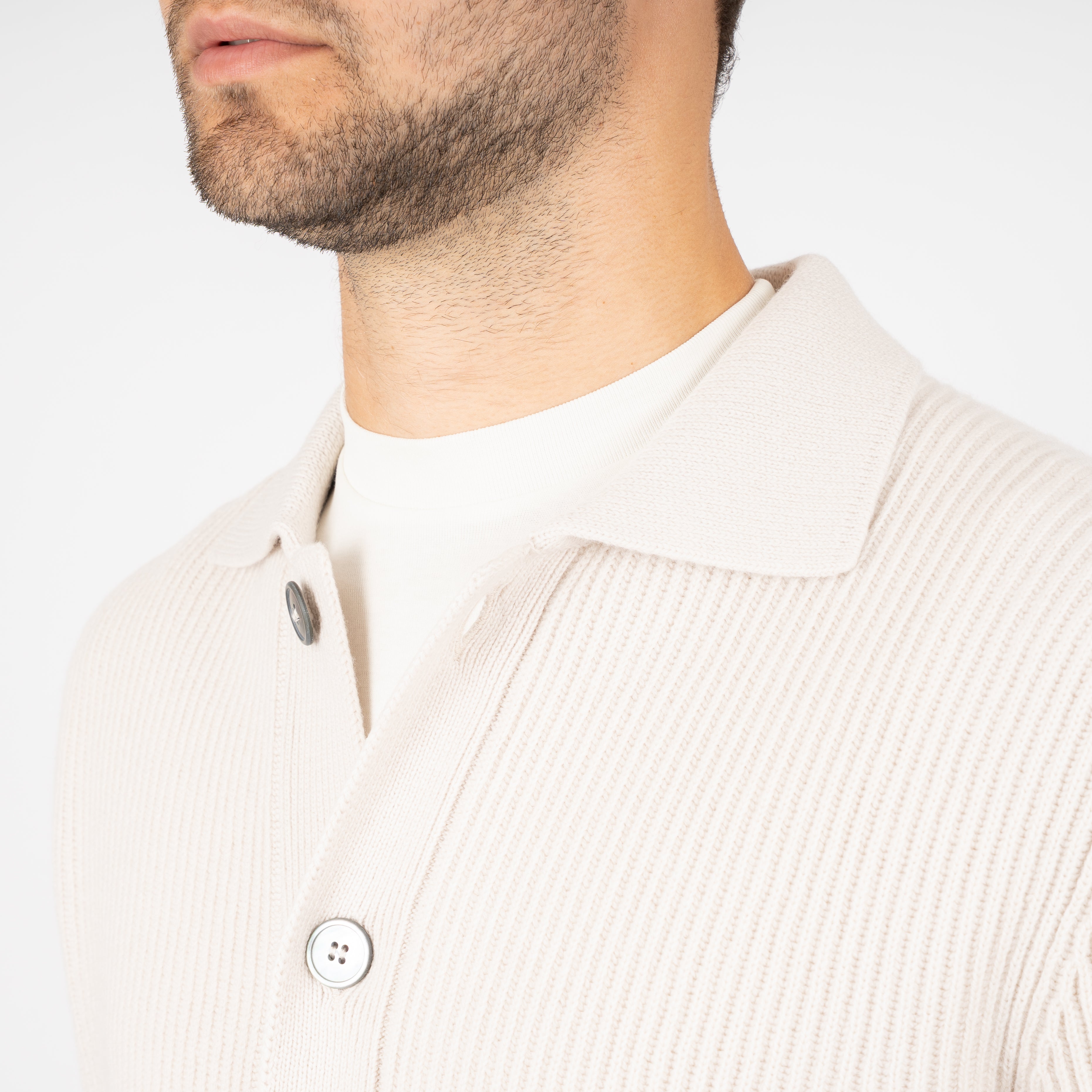 Gran Sasso Gebreid Knoopvest Crème | Cashmere Lana