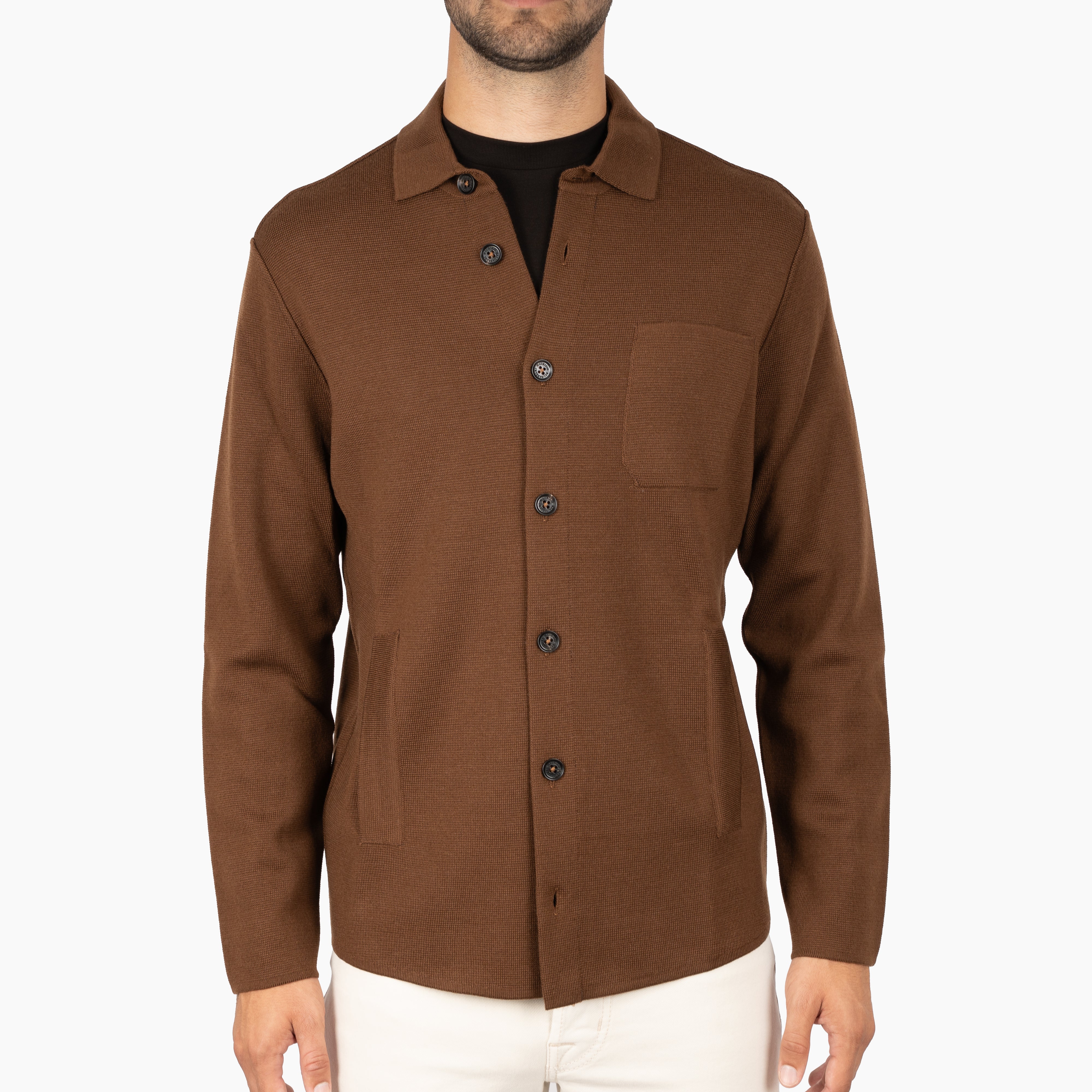 Maurizio Baldassari Gebreid Overshirt Camel | Milano Stitch