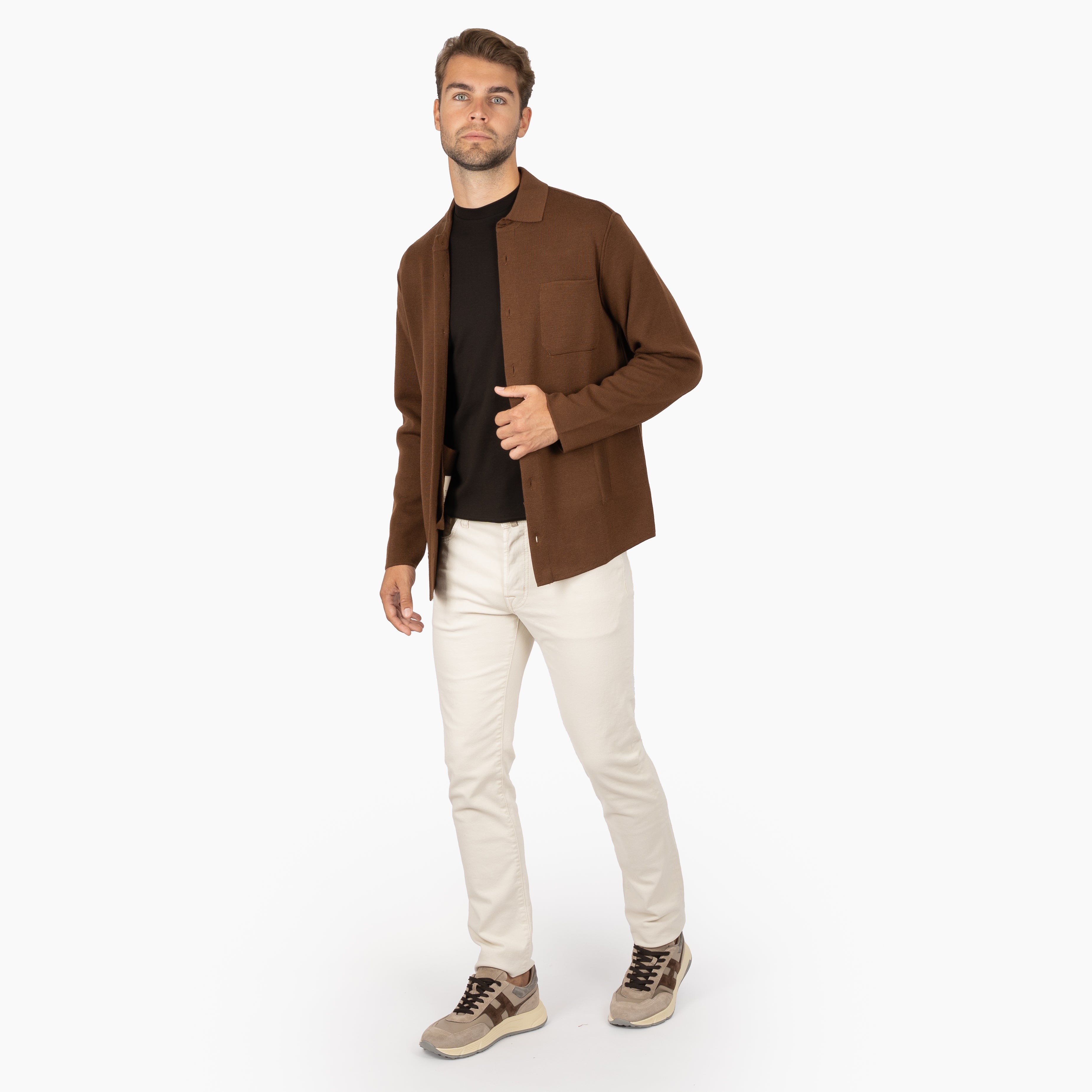 Maurizio Baldassari Gebreid Overshirt Camel | Milano Stitch