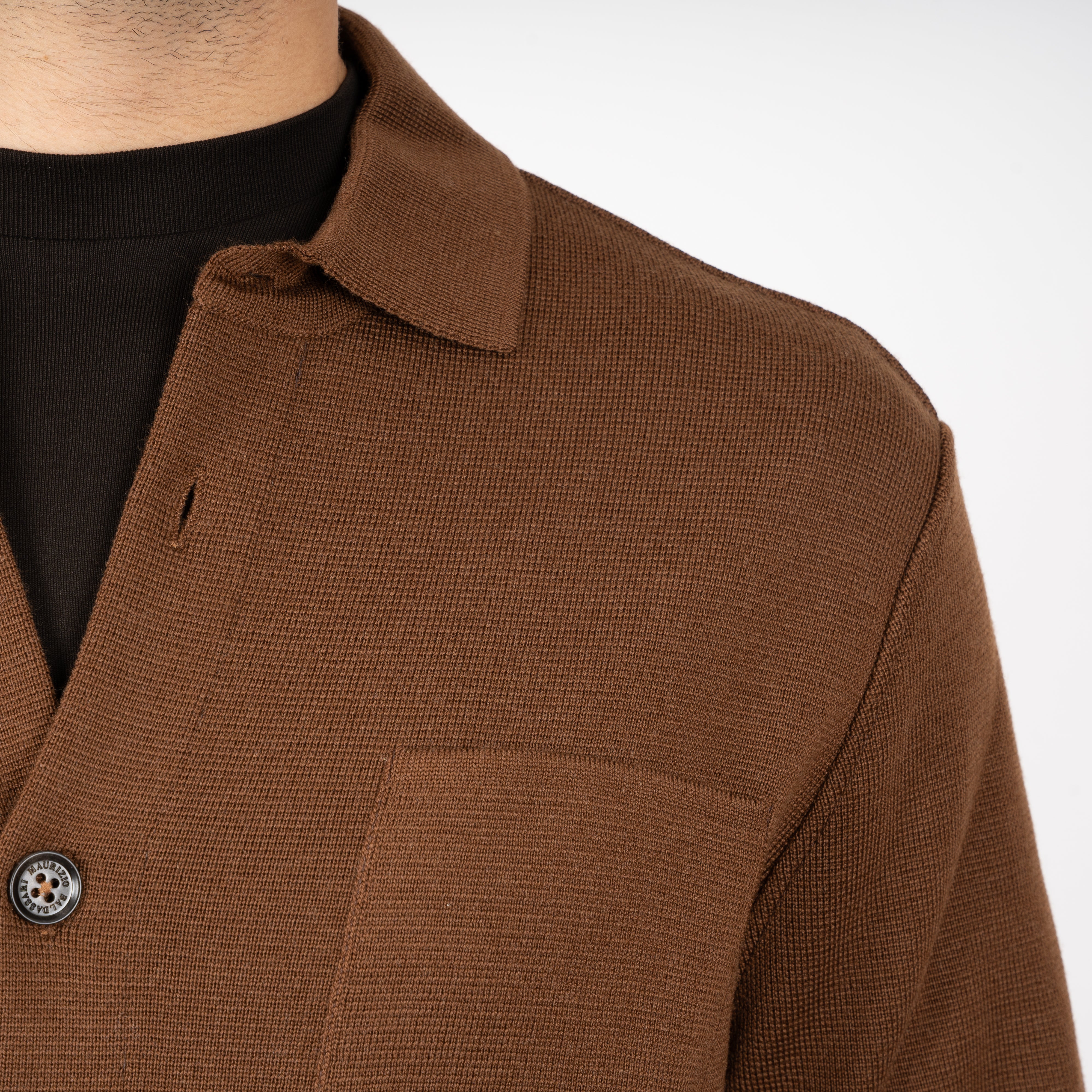 Maurizio Baldassari Gebreid Overshirt Camel | Milano Stitch